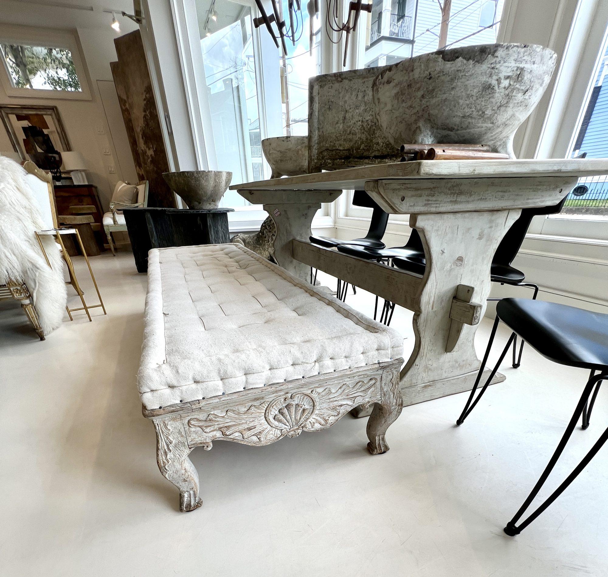 18th Century Swedish Rococo Long Bench 3