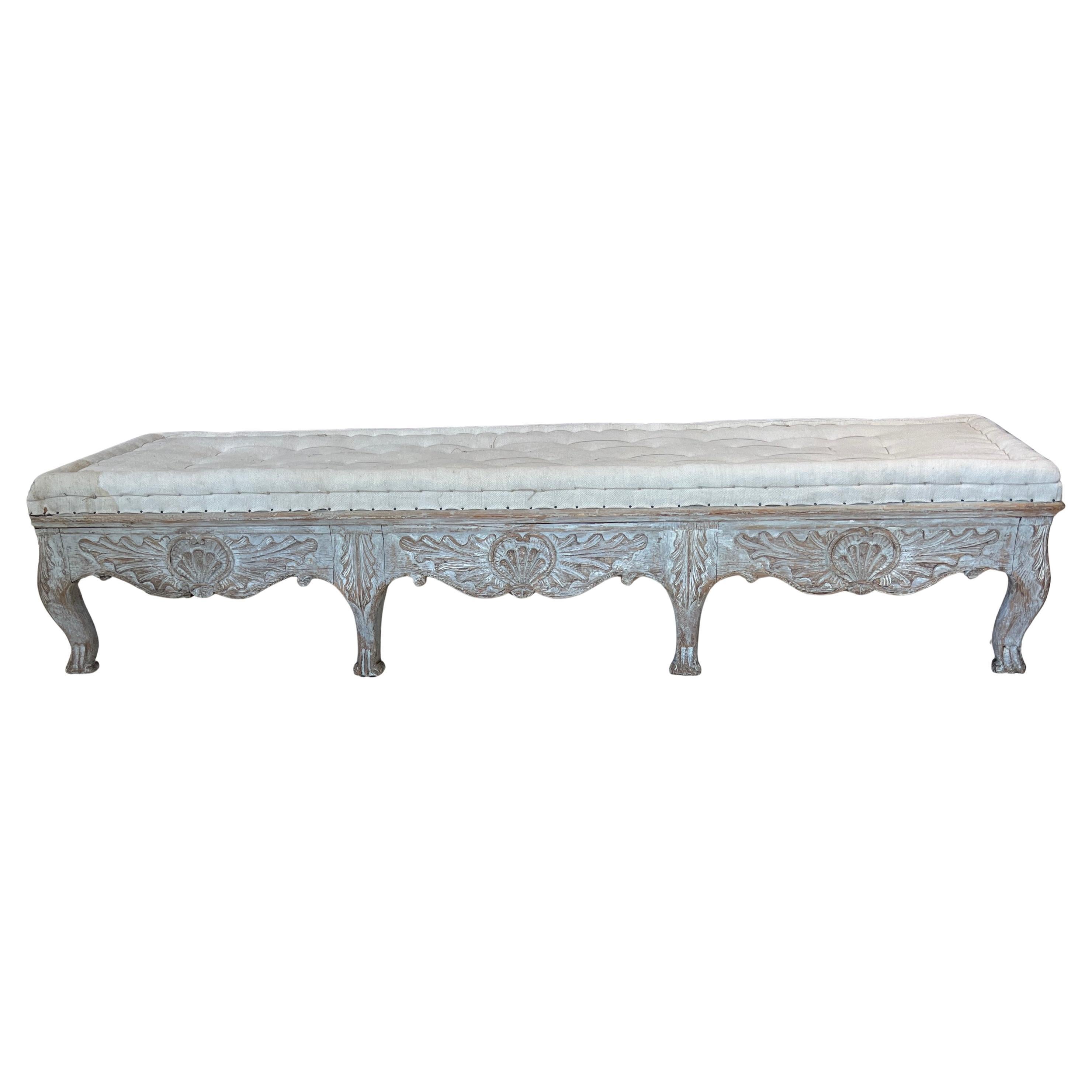 18th Century Swedish Rococo Long Bench