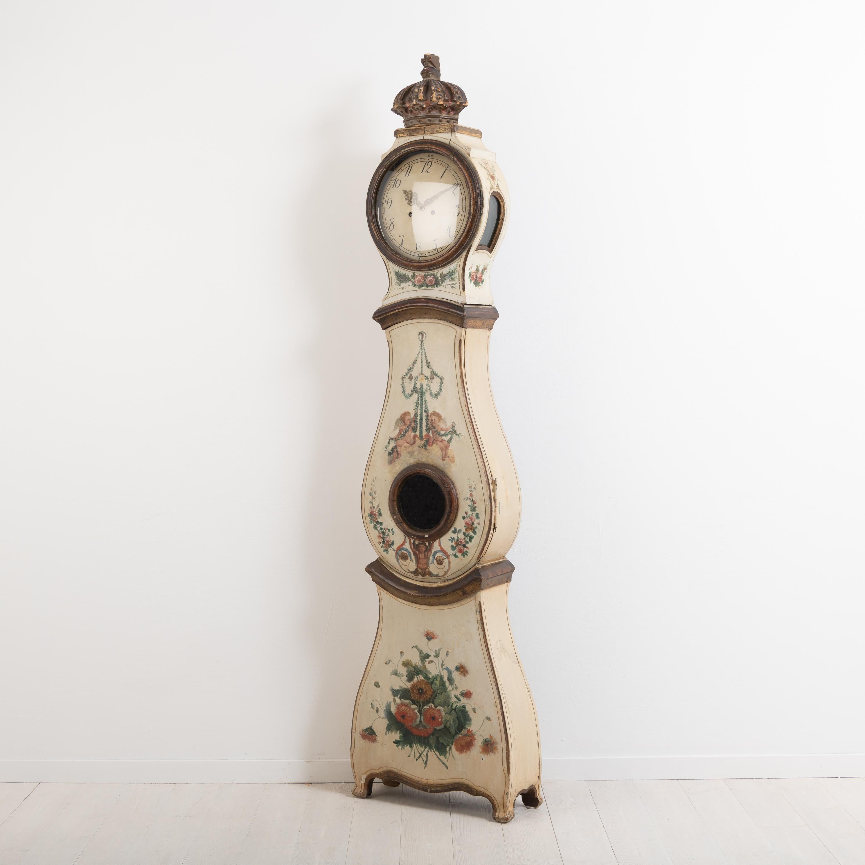 Pine 18th Century Swedish Rococo Long Case Clock