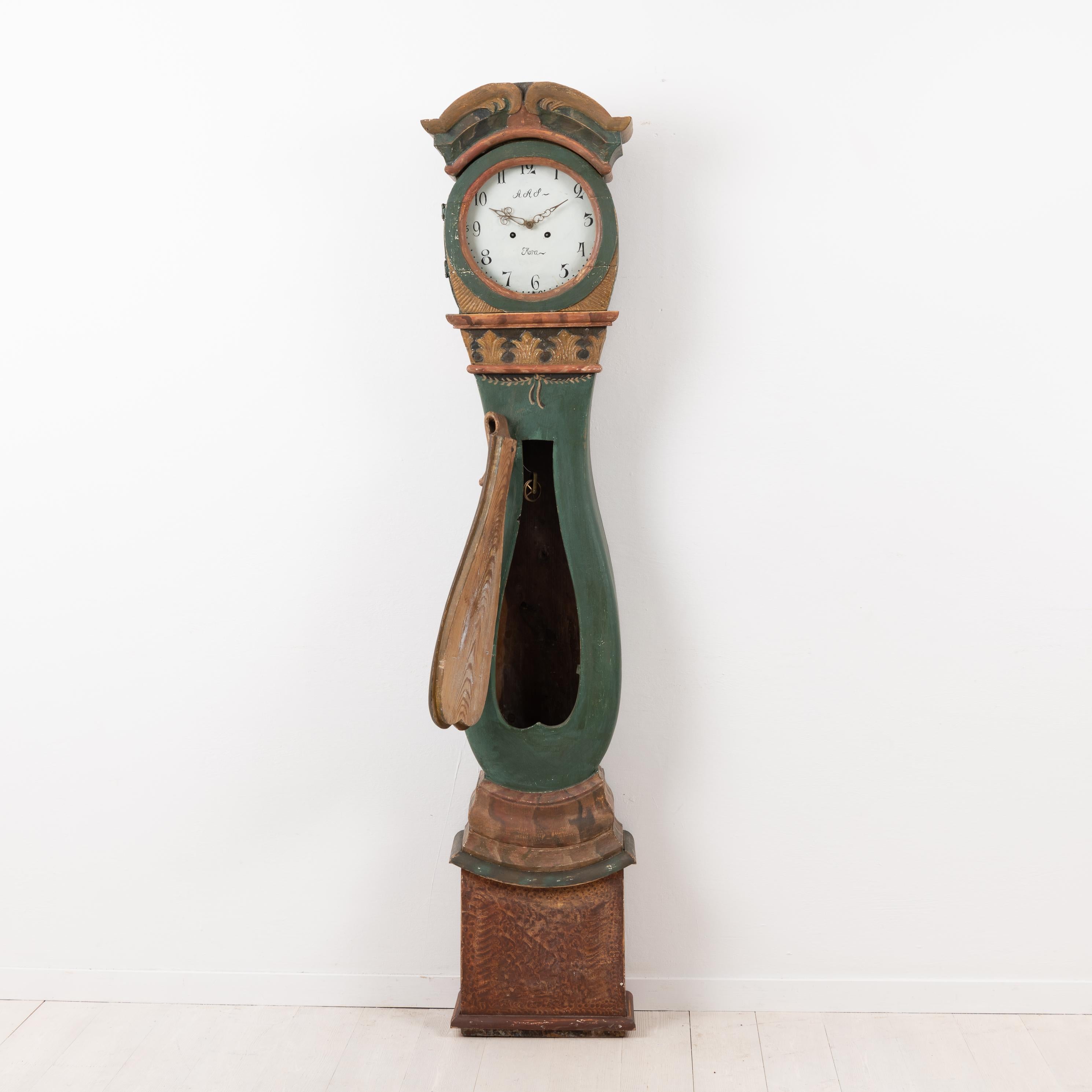Pine 18th Century Swedish Rococo Long Case Clock