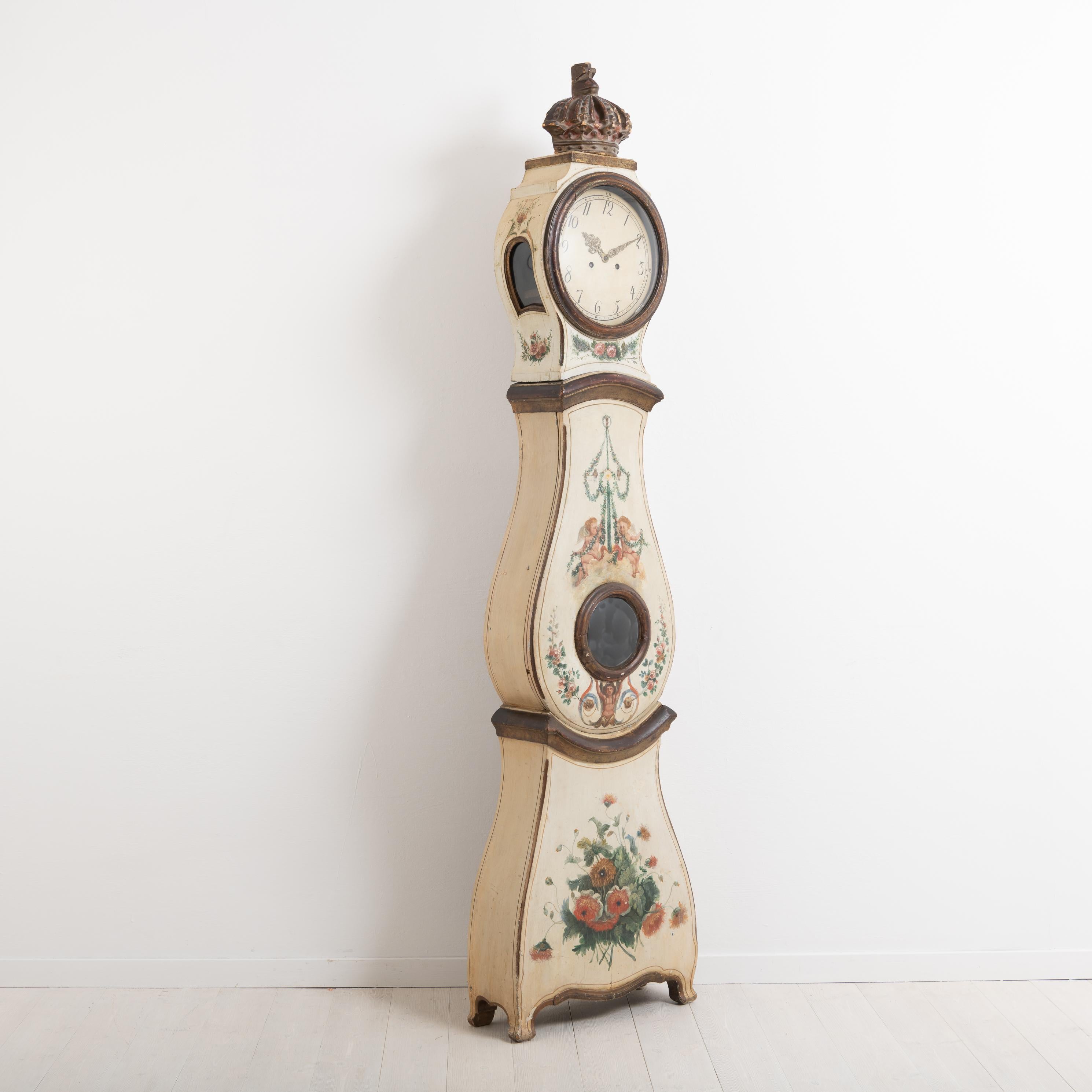 18th Century Swedish Rococo Long Case Clock 1