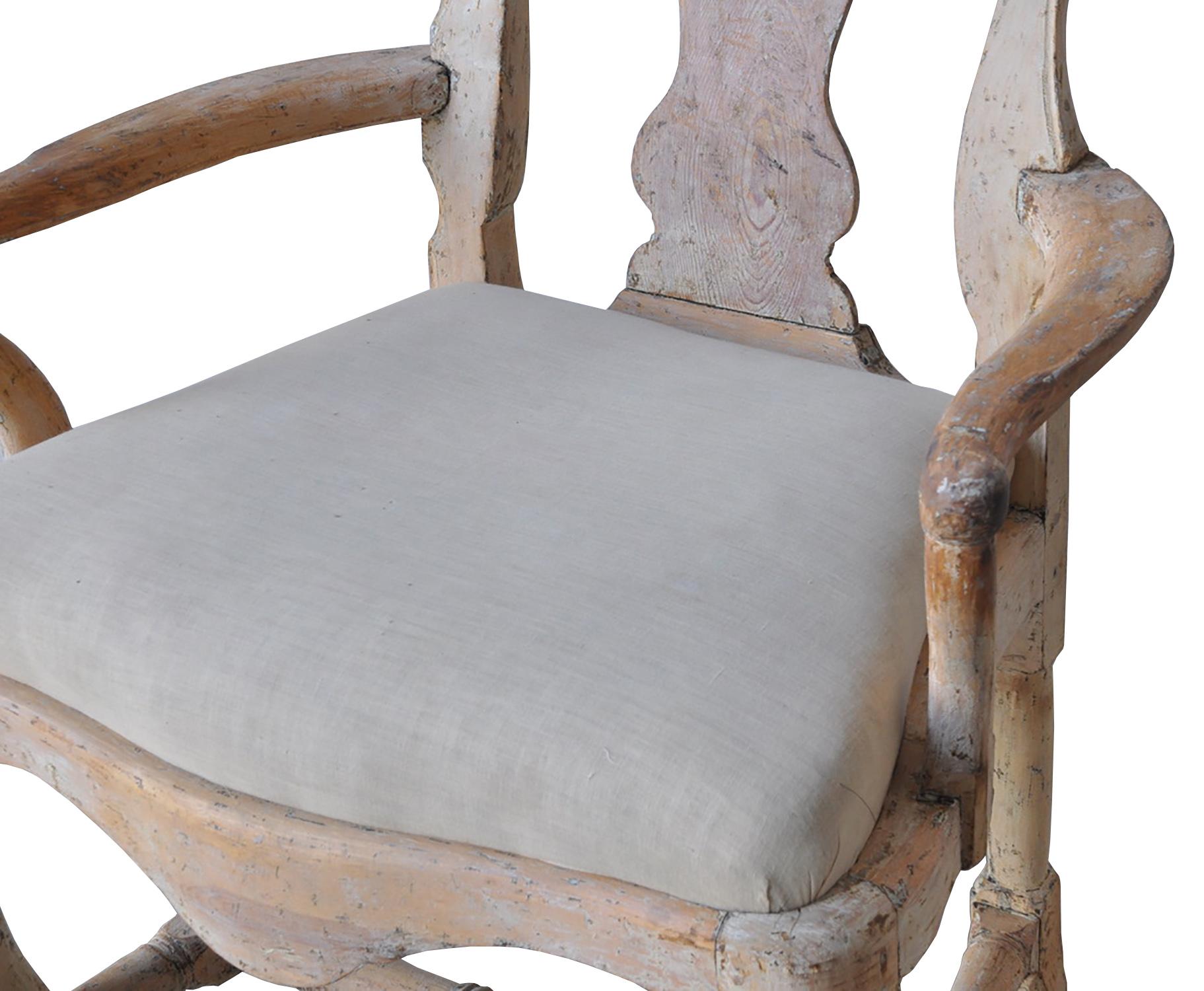 Wood 18th Century Swedish Rococo Original Paint Chair For Sale