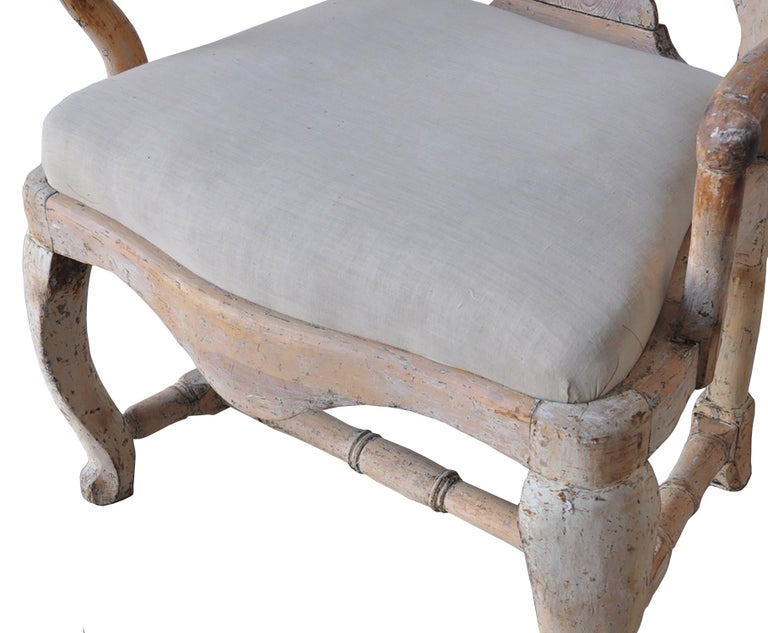 18th Century Swedish Rococo Original Paint Chair For Sale 1