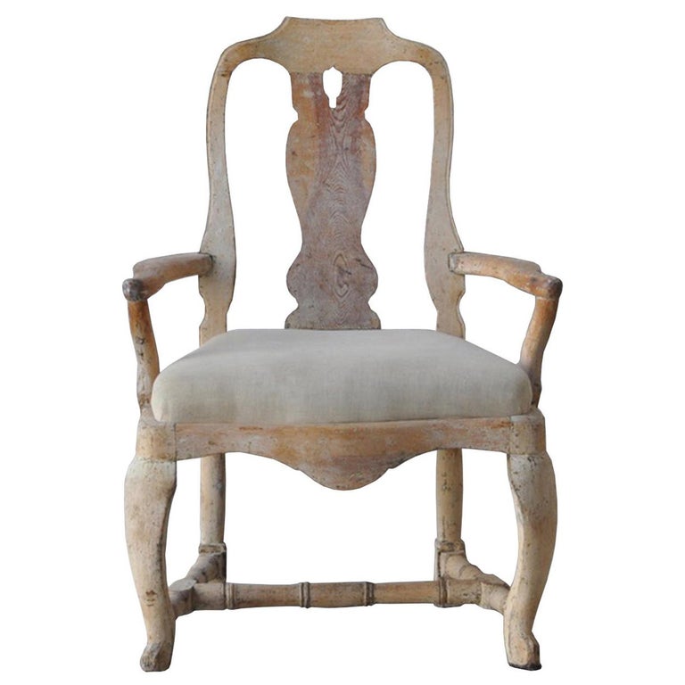 18th Century Swedish Rococo Original Paint Chair For Sale