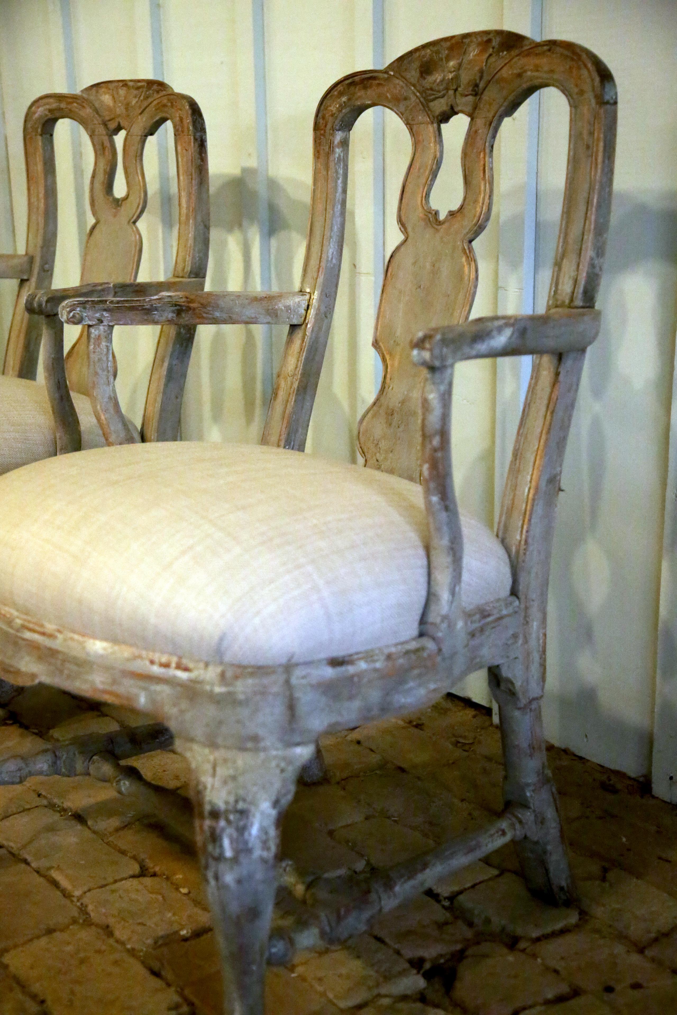 18th Century Swedish Rococo Pair of Armchairs For Sale 4