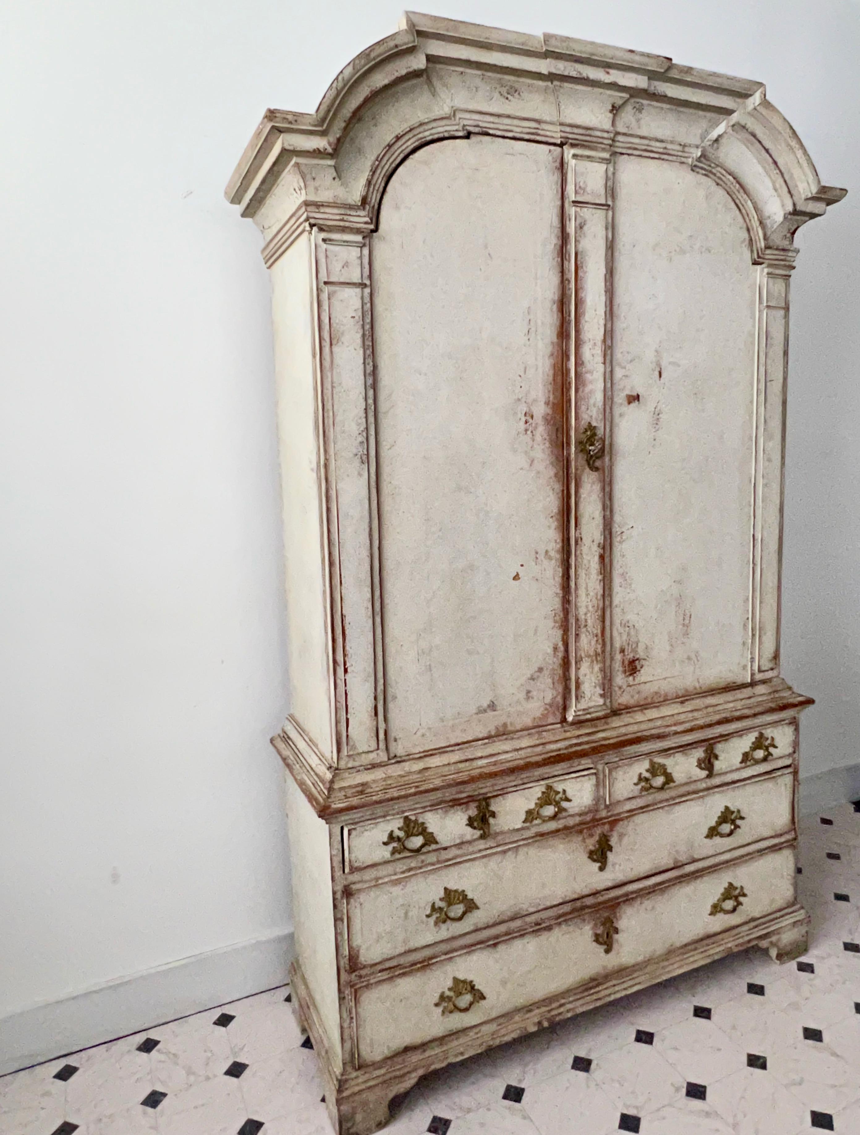 Hand-Carved 18th Century Swedish Rococo Period Cabinet For Sale