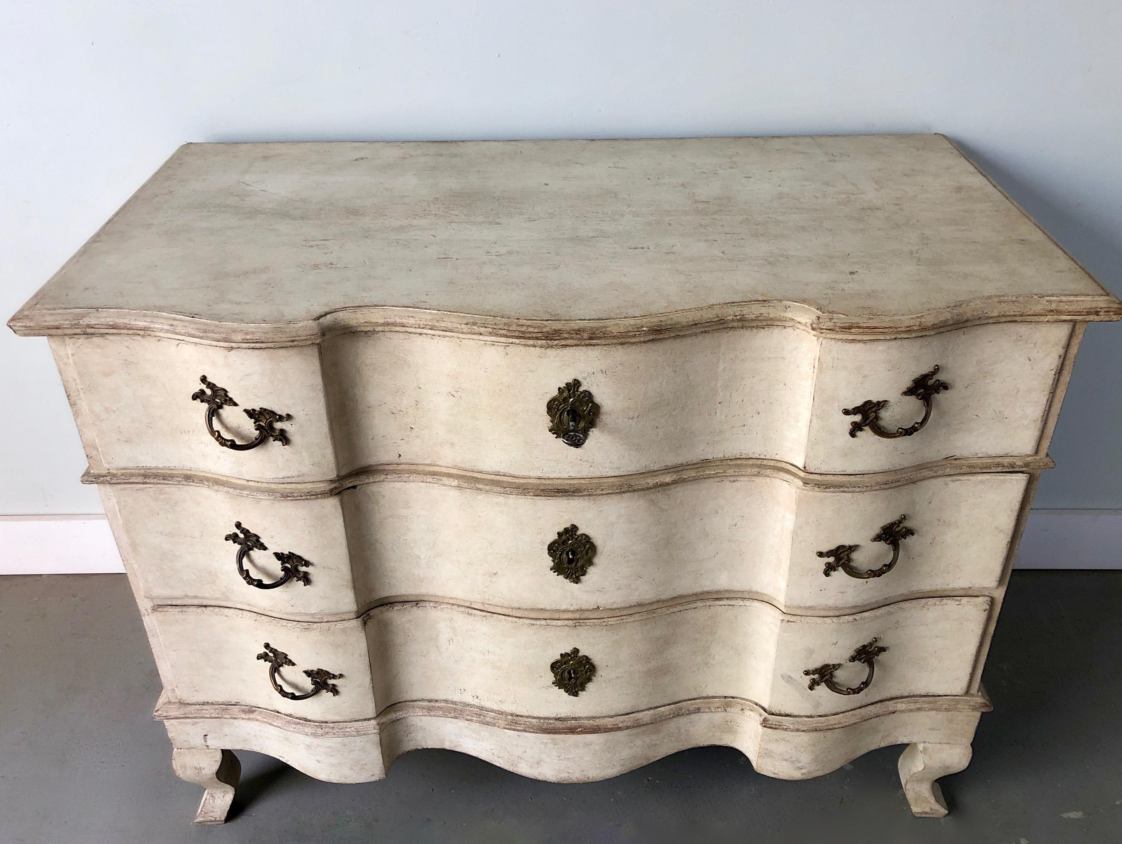Hand-Carved 18th Century Swedish Rococo Period Chest