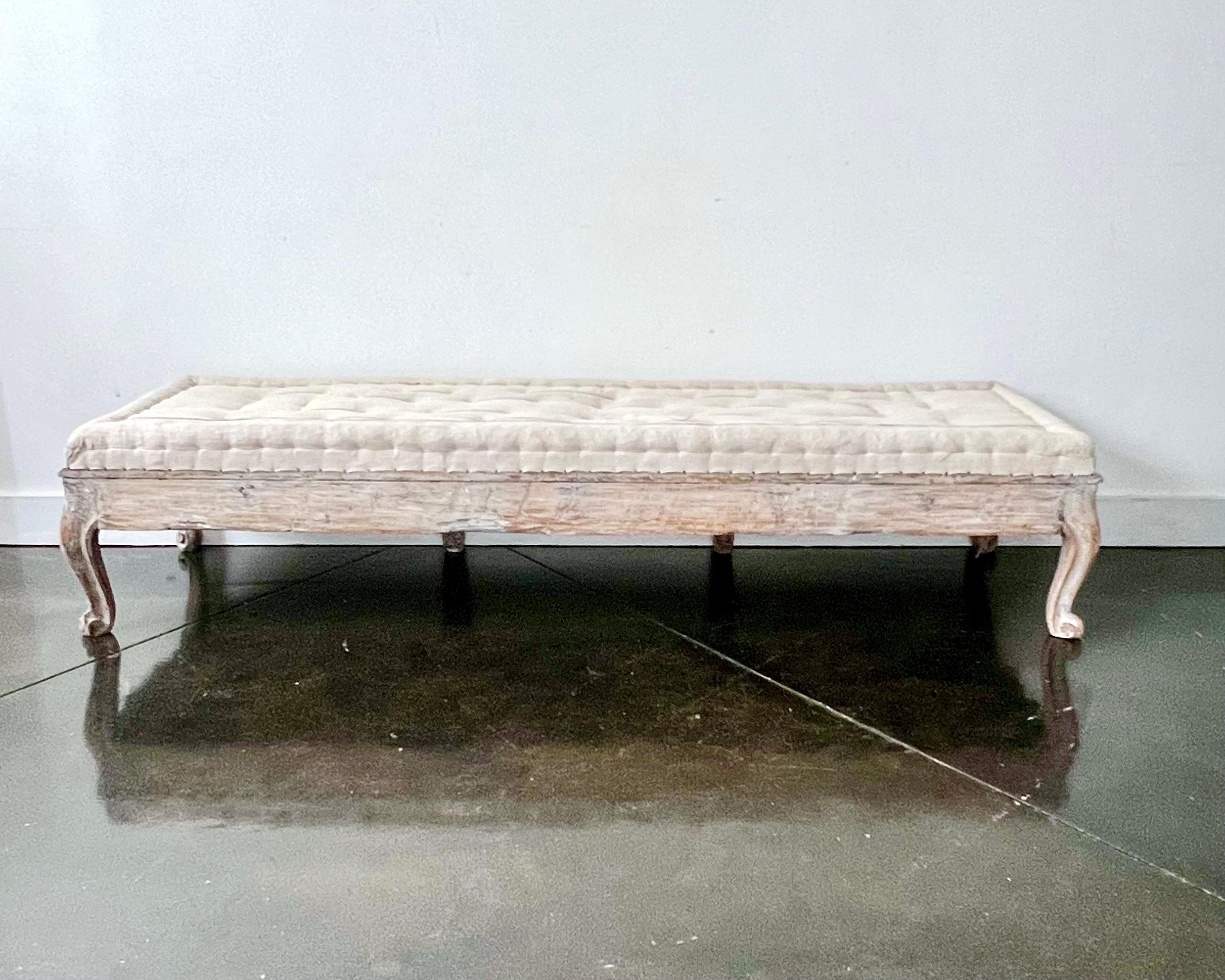 18th century Swedish Rococo Period Long Sofa Bench 1760 For Sale 7