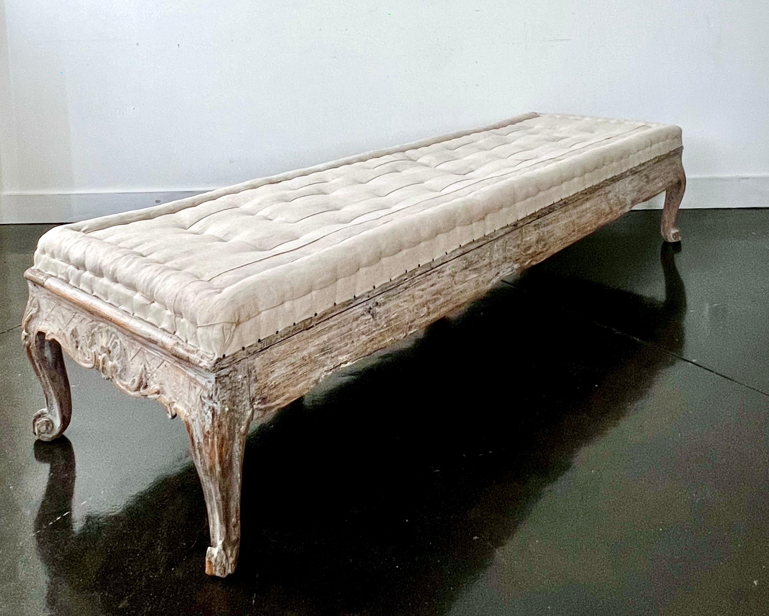 18th century Swedish Rococo Period Long Sofa Bench 1760 For Sale 8