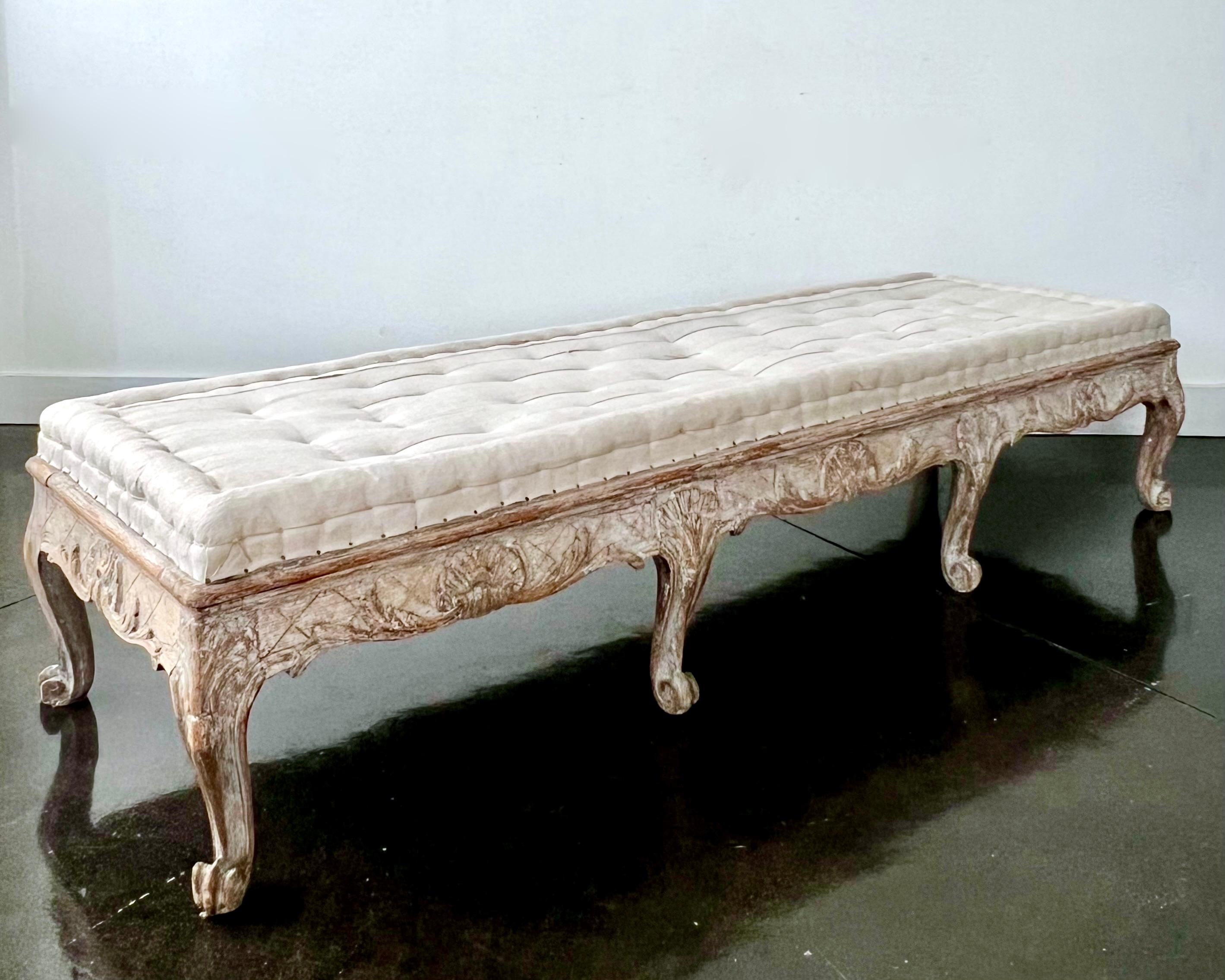 18th Century and Earlier 18th century Swedish Rococo Period Long Sofa Bench 1760 For Sale