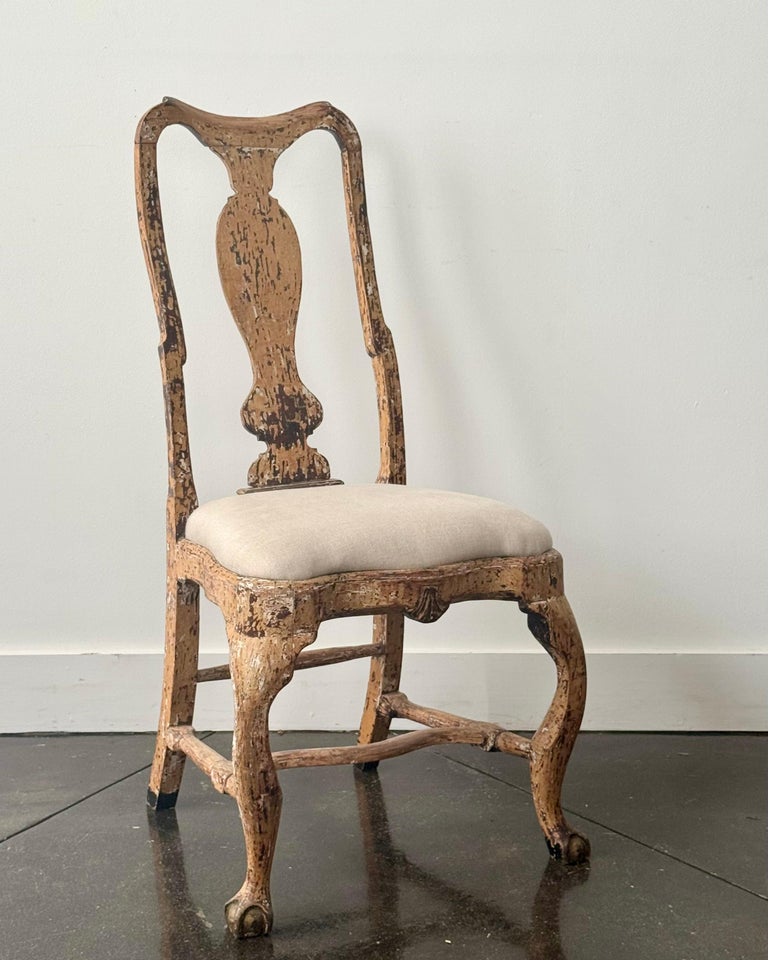 18th Century Swedish Rococo Period Painted Chair For Sale at 1stDibs
