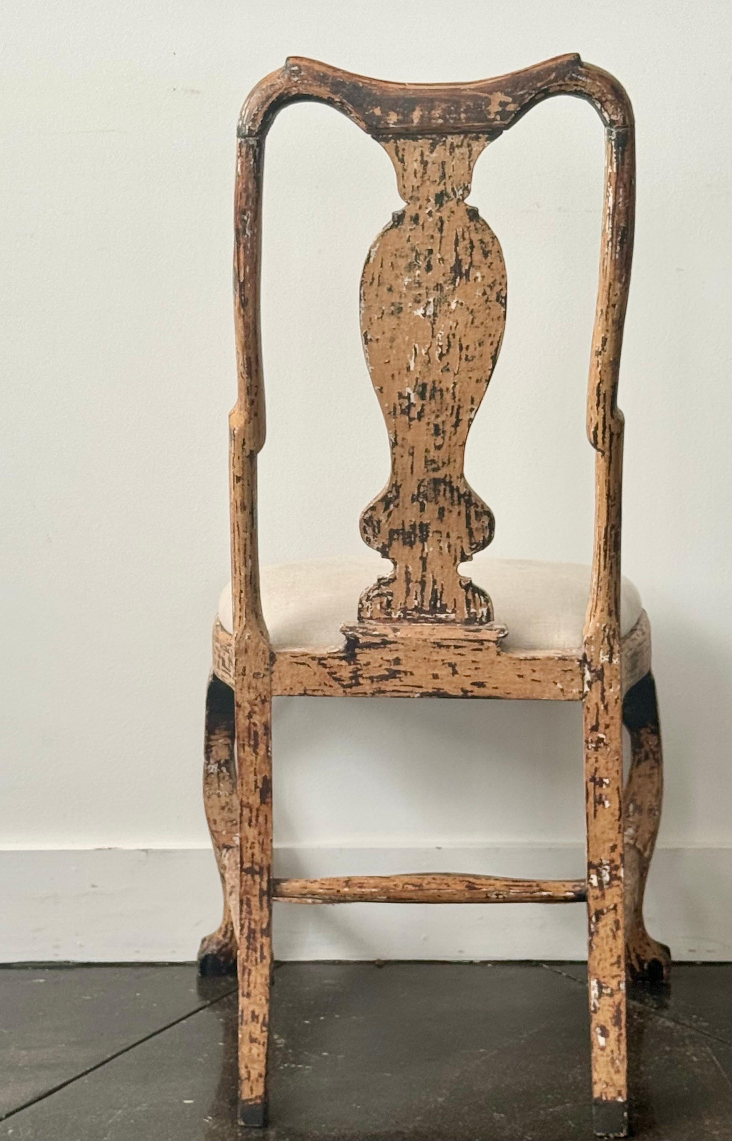 XVIIIe siècle et antérieur XVIIIe siècle Rococo suédois  Chaise peinte d'époque en vente