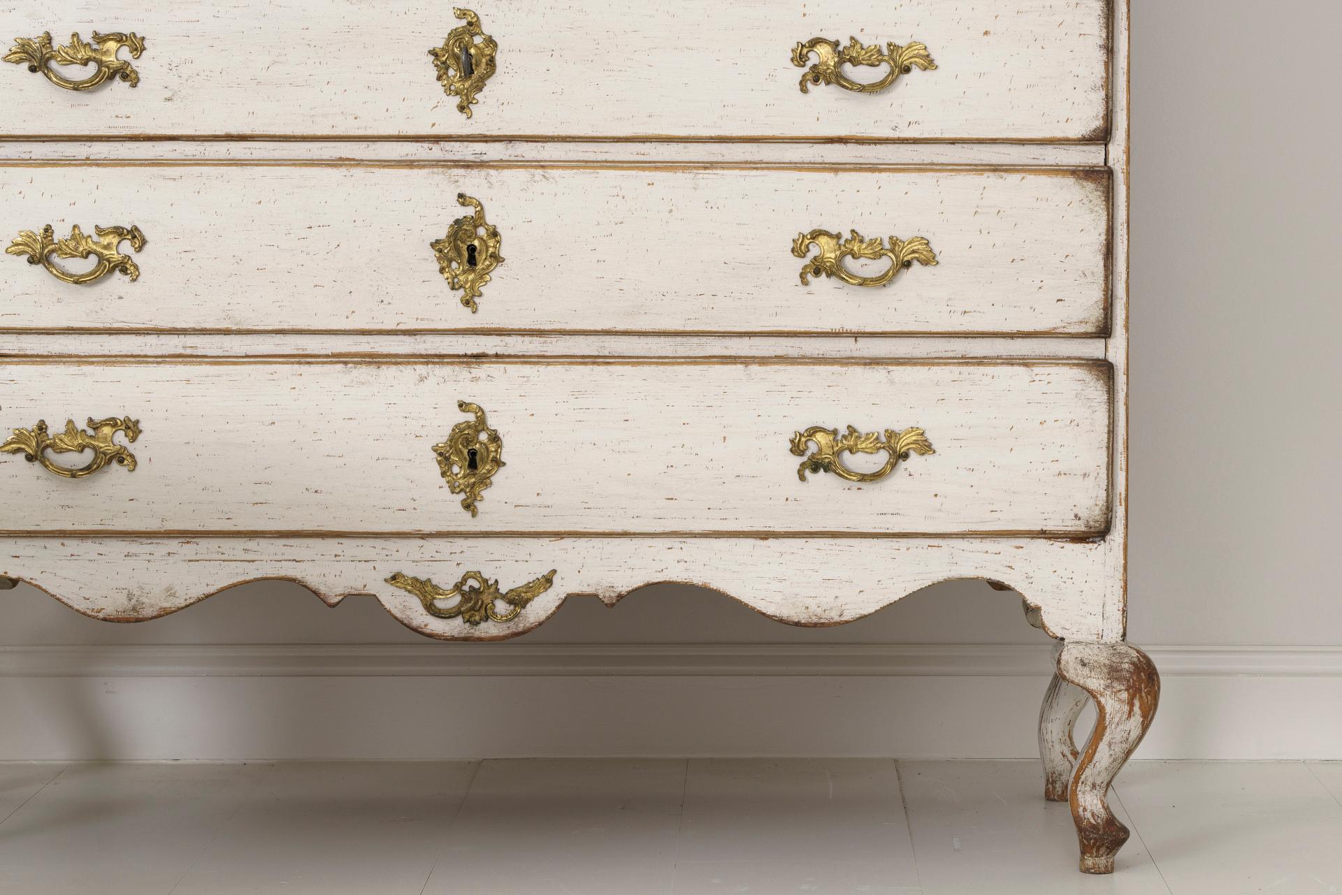 18th Century and Earlier 18th Century Swedish Rococo Period Painted Linen Press Cabinet