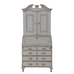 Secrétaire suédois d'époque rococo du XVIIIe siècle avec bibliothèque