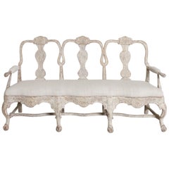 18th Century Swedish Rococo Period Settee or Bench in Original Paint