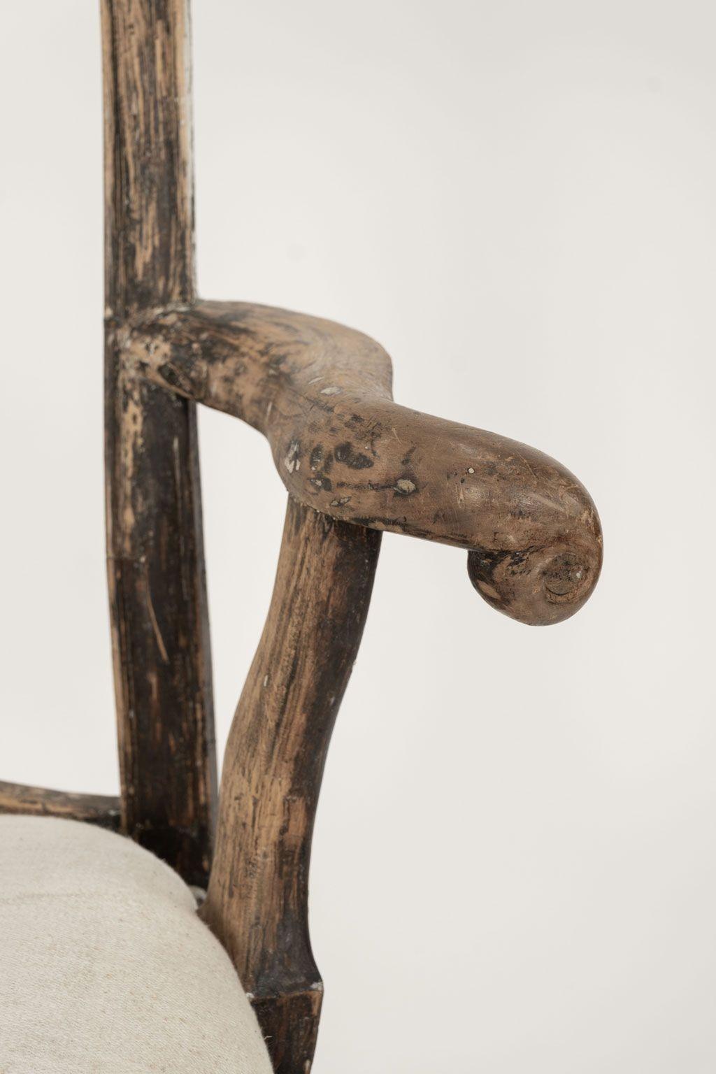 Linen 18th Century Swedish Rococo Rocking Chair