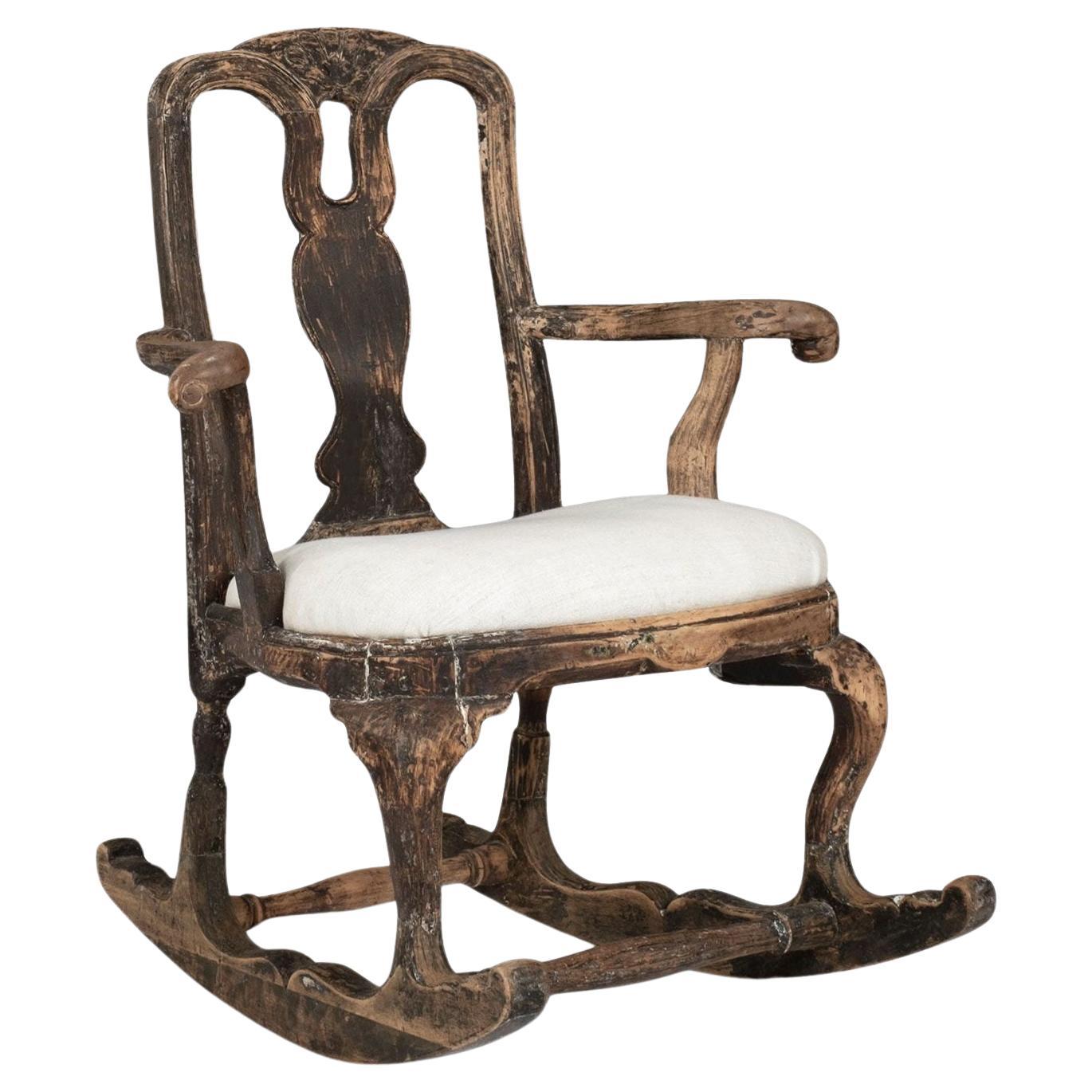 Chaise à bascule rococo suédoise du 18ème siècle