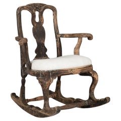 Antique 18th Century Swedish Rococo Rocking Chair