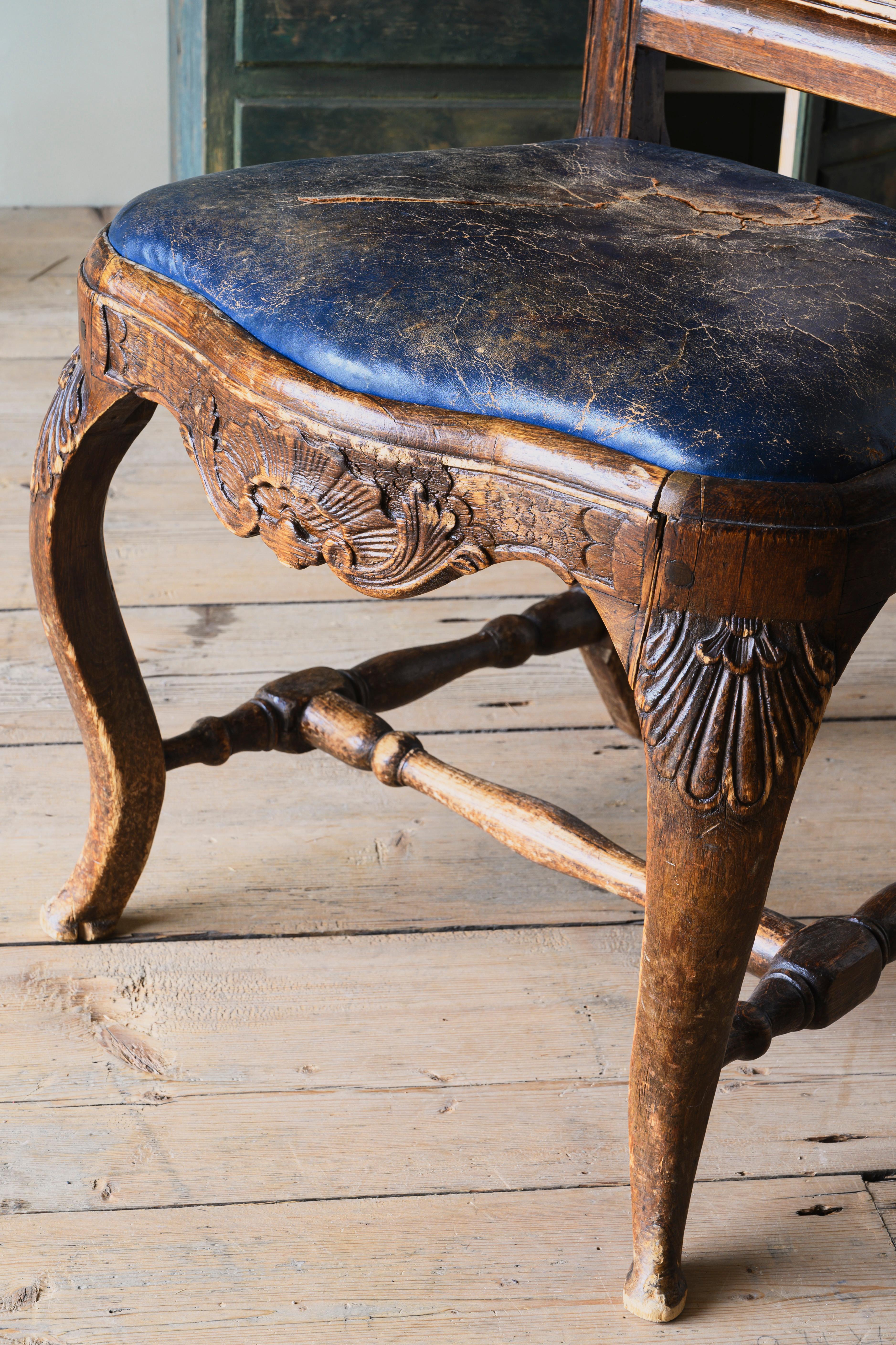 Wood 18th Century Swedish Rococo Side Chair For Sale