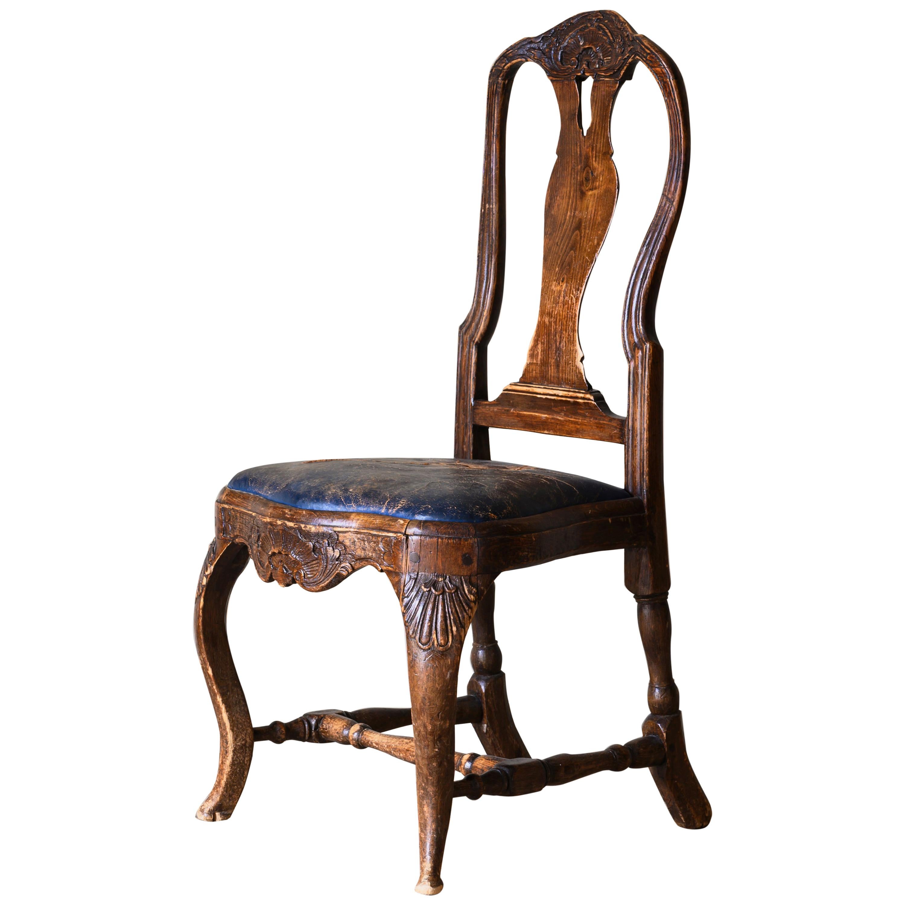 Schwedischer Rokoko-Beistellstuhl aus dem 18. Jahrhundert