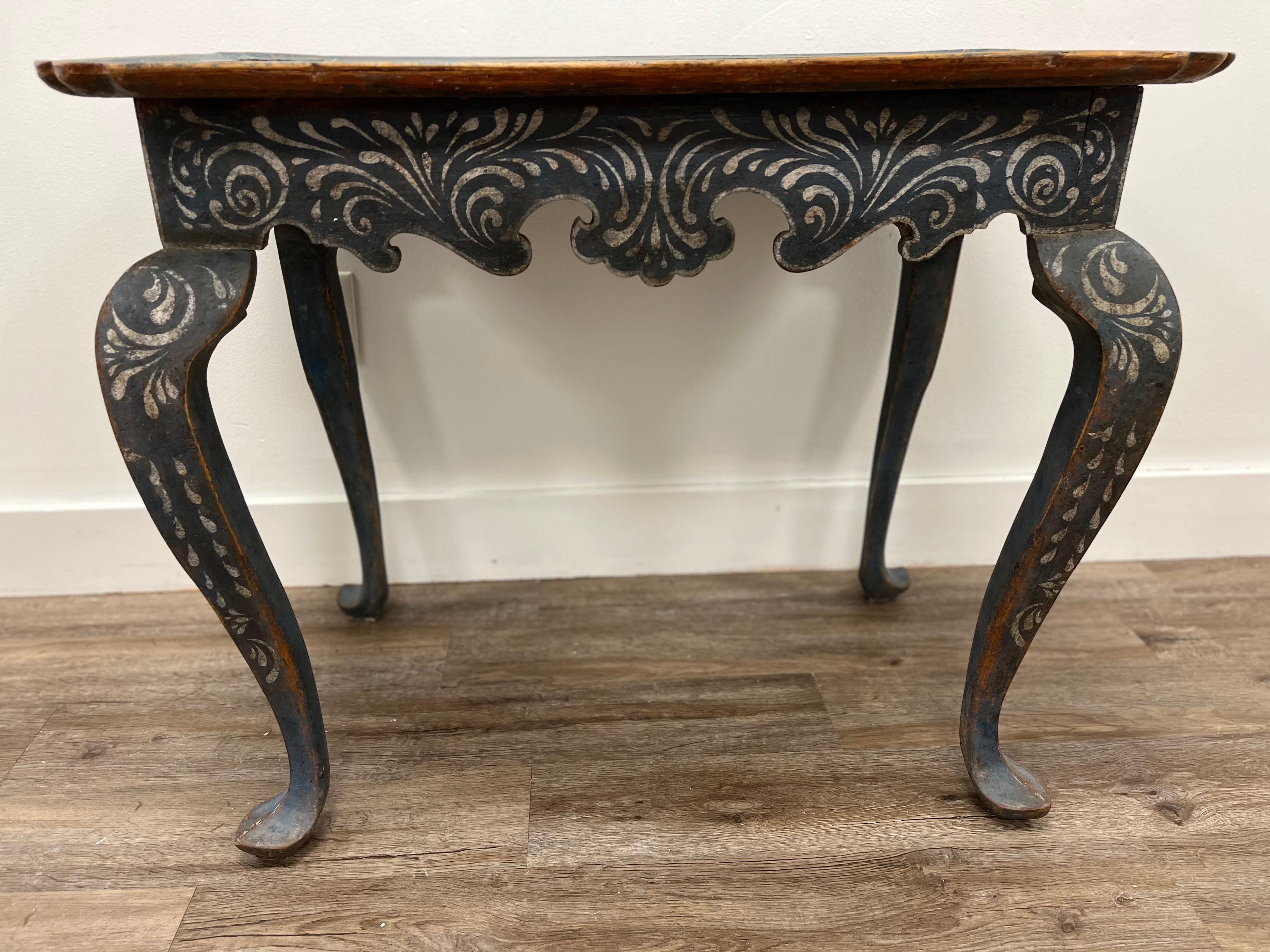 Hand-Carved 18th Century Swedish Rococo Table For Sale