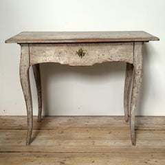 18th Century Swedish Rococo Table with Decorative Cabriolet Legs