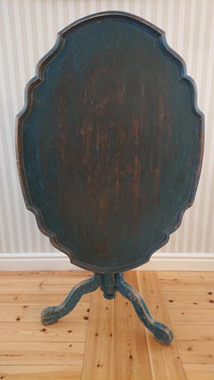 18th Century Swedish Rococo Tilt Top Table with Original Paint