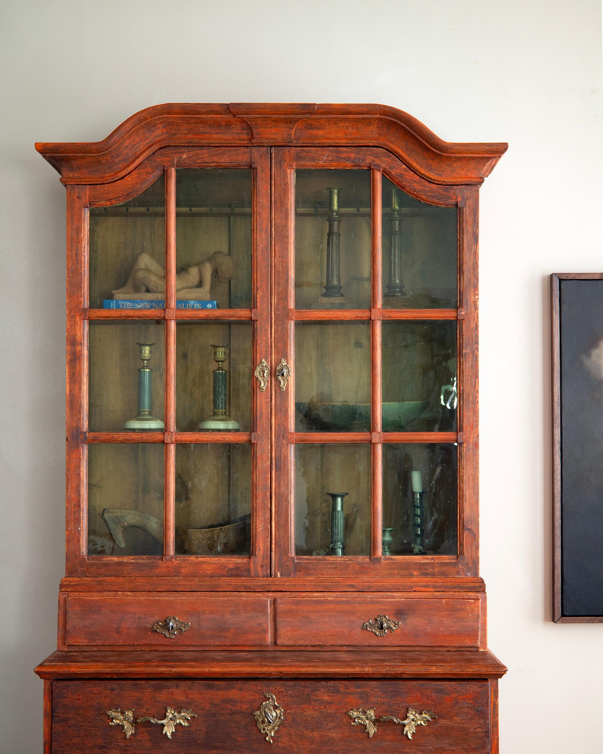 18th Century and Earlier 18th Century Swedish Rococo Vitrine Cabinet For Sale