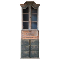 18th Century Swedish Secretary Vitrine Cabinet