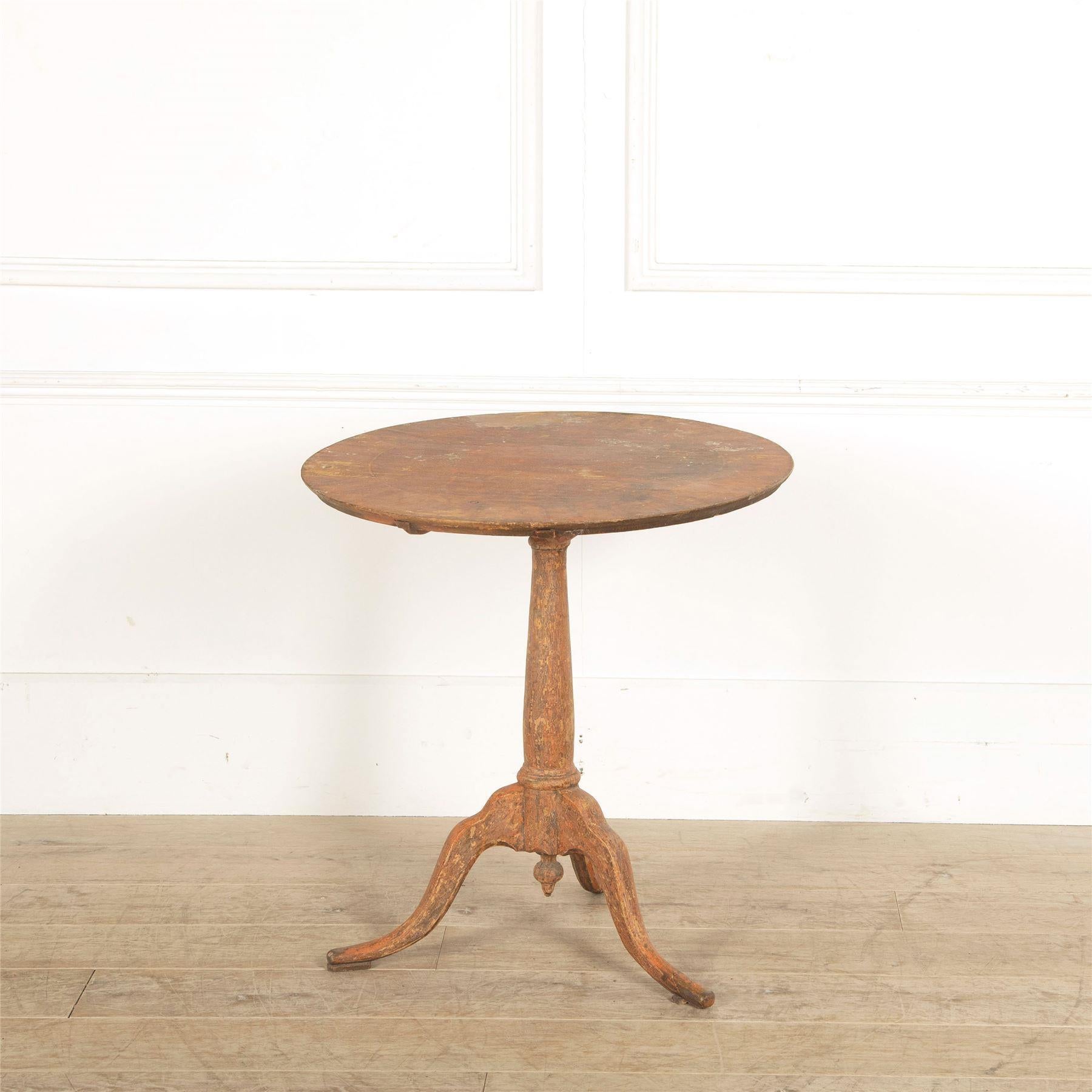 An 18th century Swedish tilt-top table scraped to original paint.