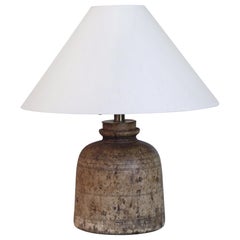 18th Century Swedish Turned Wooden Vessel Lamp