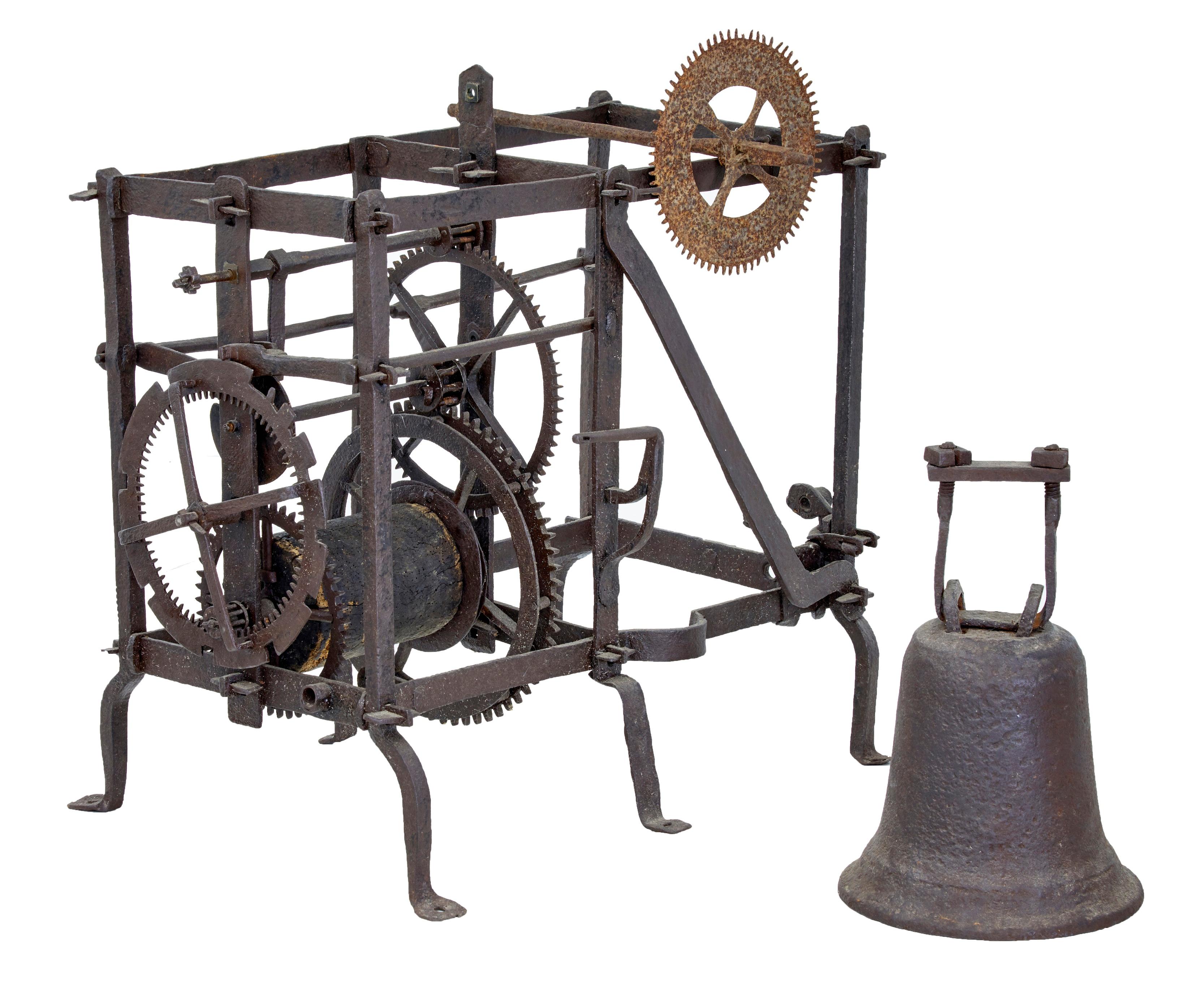 18th Century Swedish Turret Clock and Movement Rosendal Palace In Distressed Condition In Debenham, Suffolk