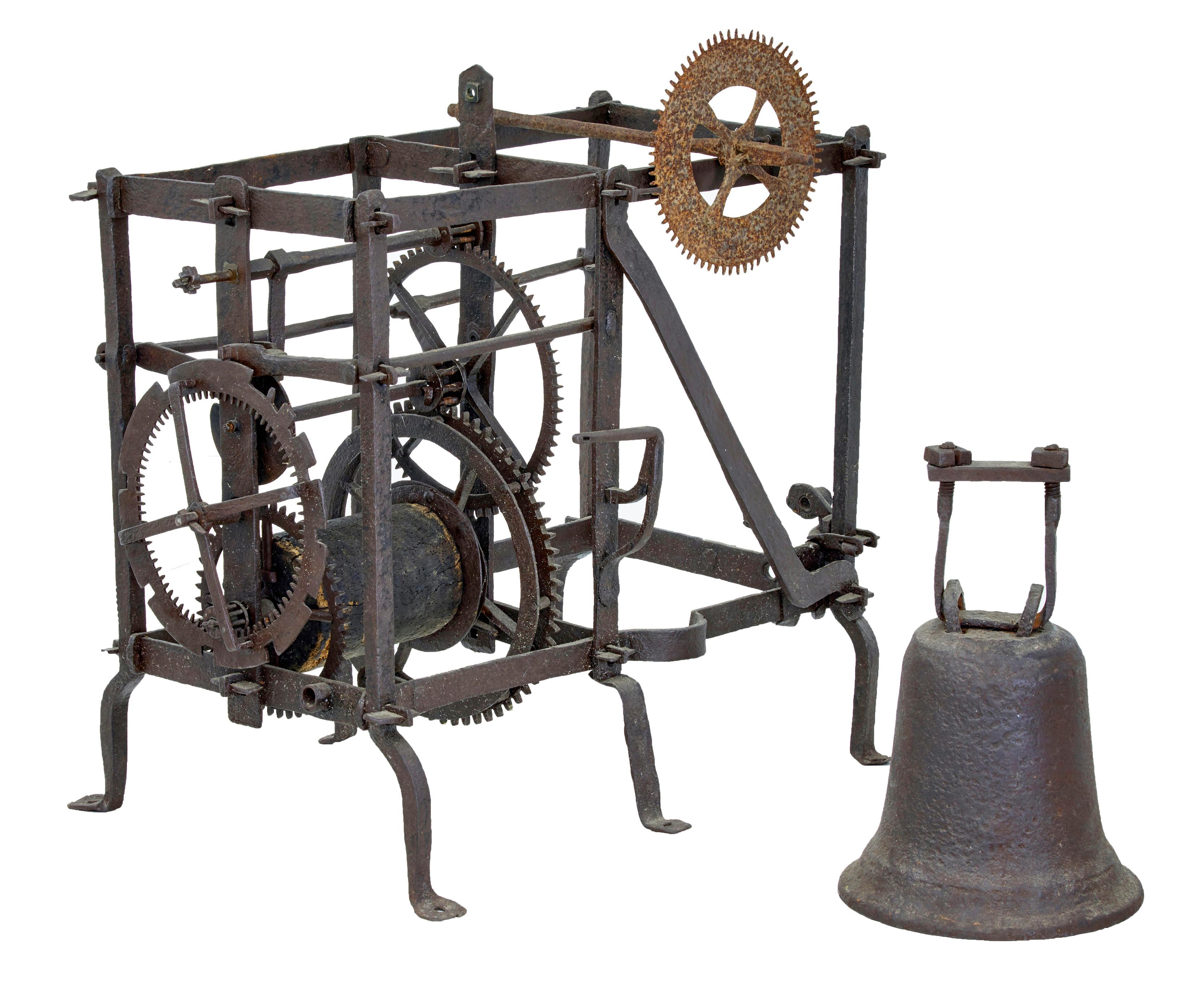 18th century Swedish turret clock face and movement Rosendal palace In Fair Condition For Sale In Debenham, Suffolk