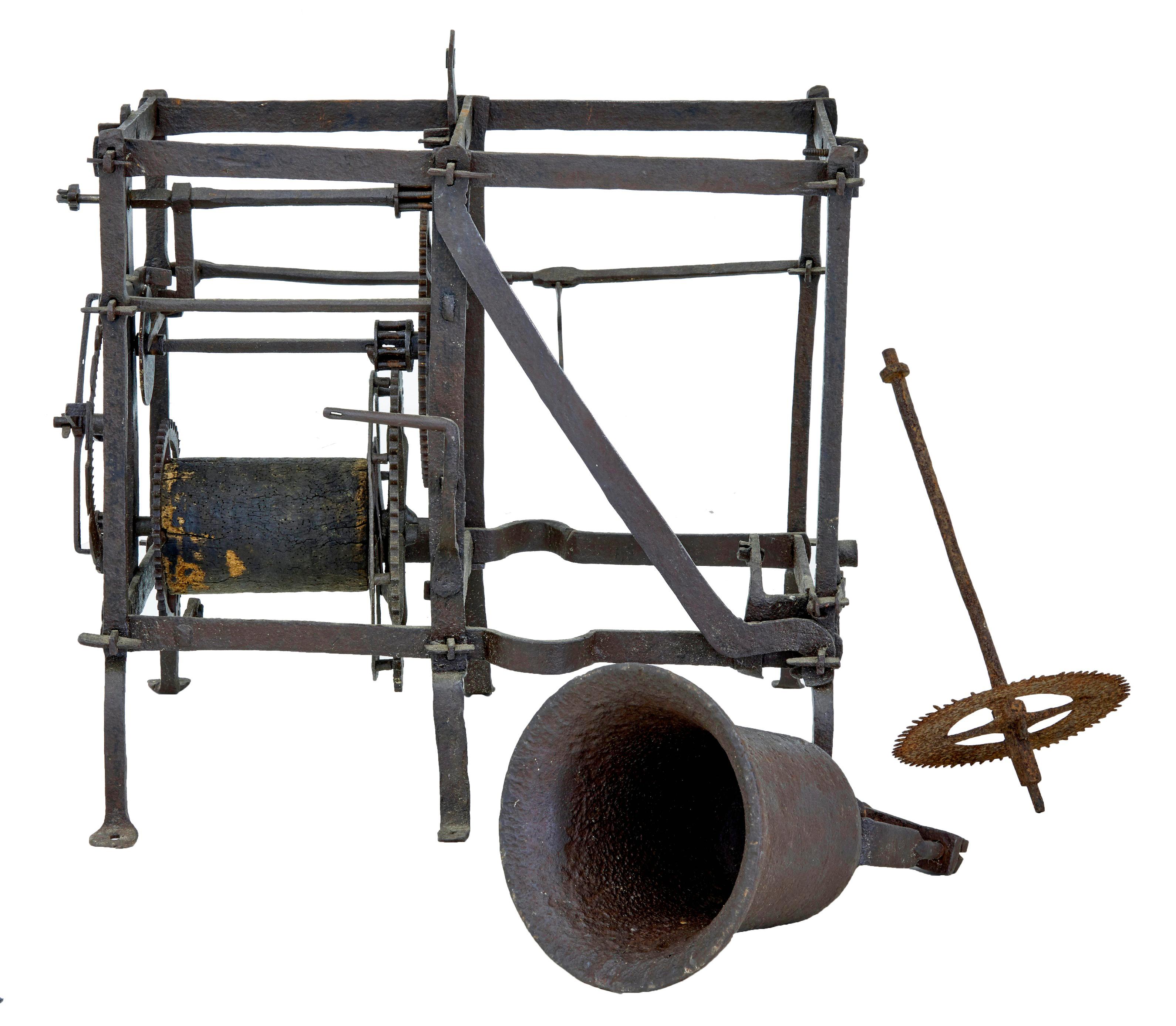 Iron 18th century Swedish turret clock face and movement Rosendal palace For Sale