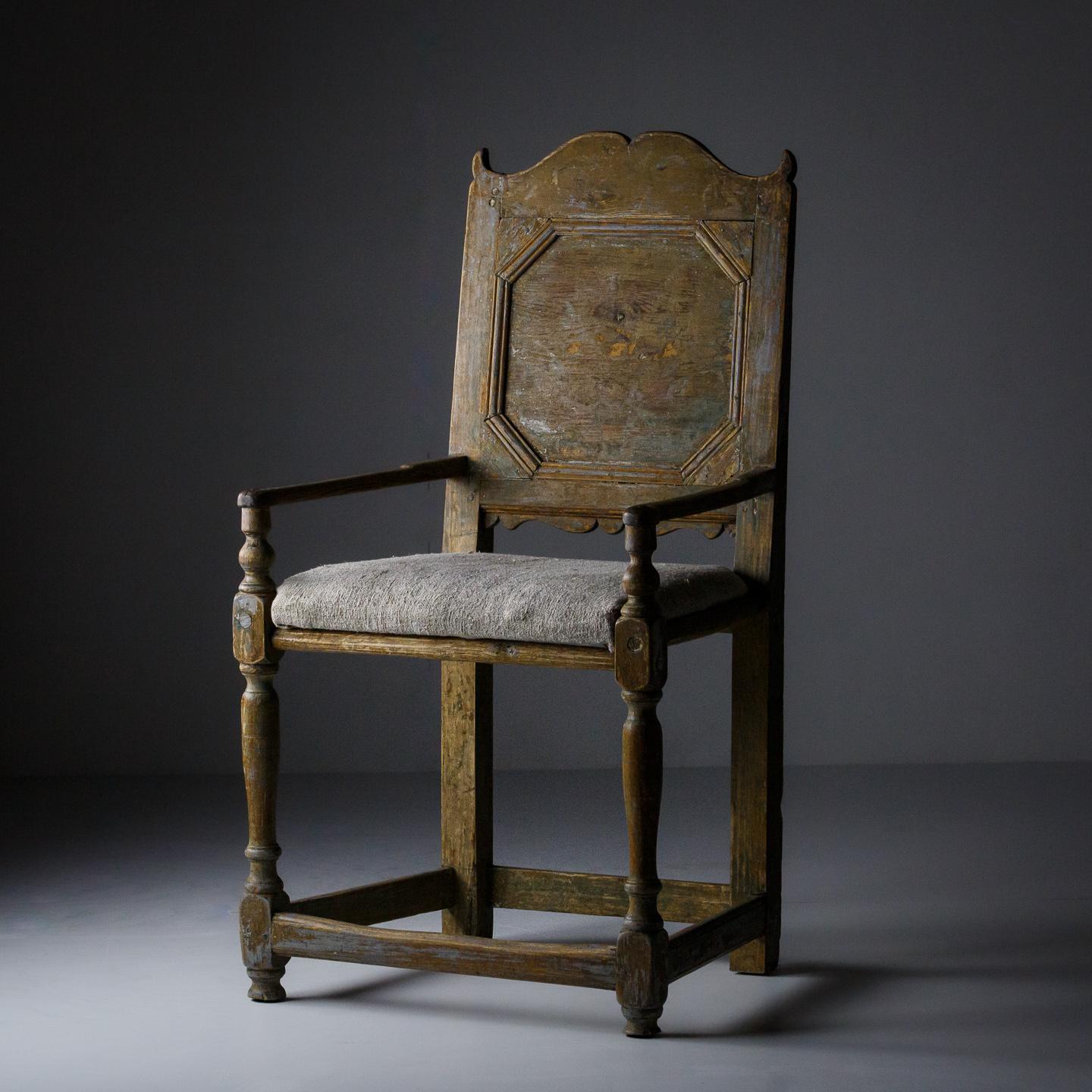 18th Century Swedish Vernacular Chair in Original Blue Paint 6
