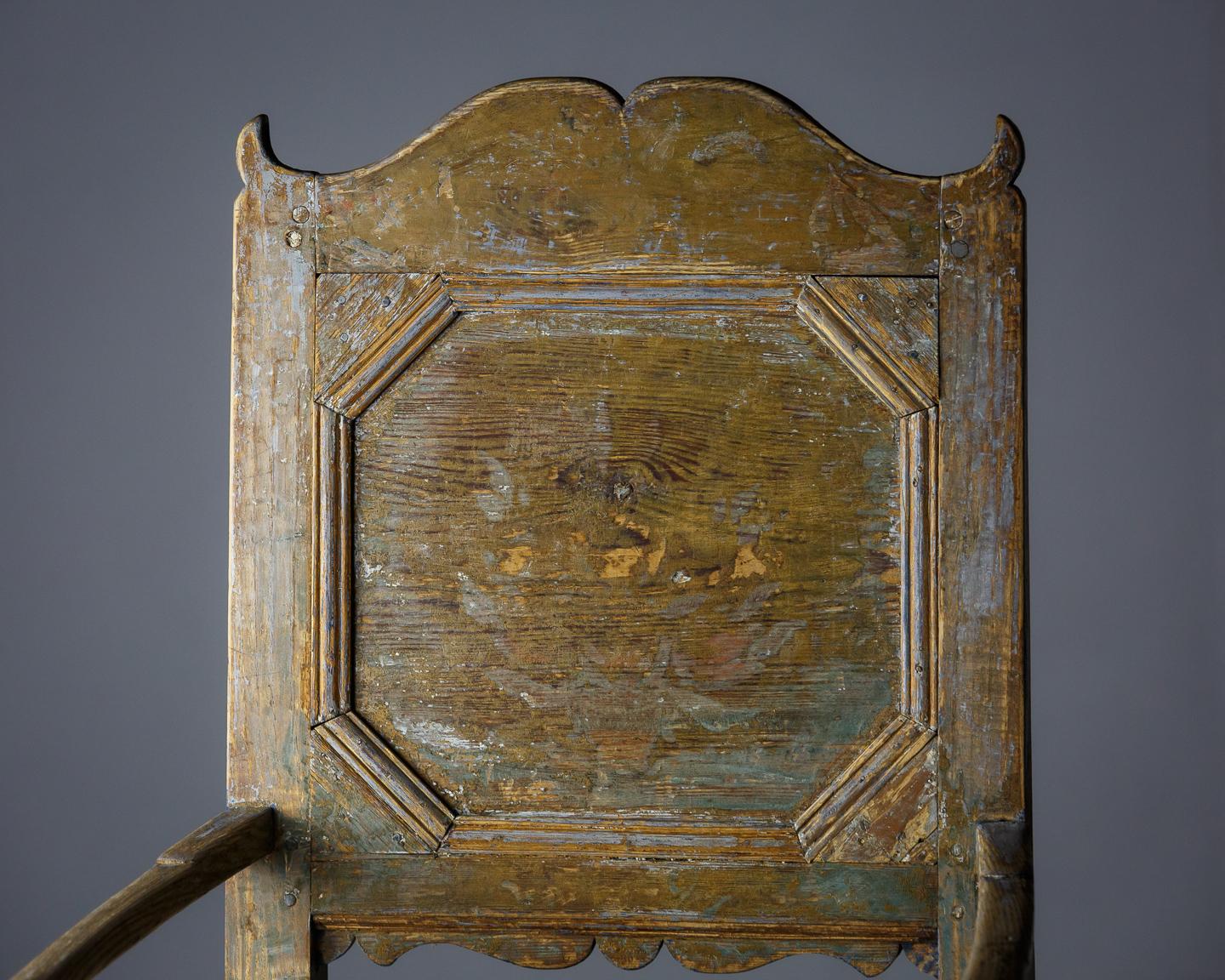 18th Century Swedish Vernacular Chair in Original Blue Paint 8