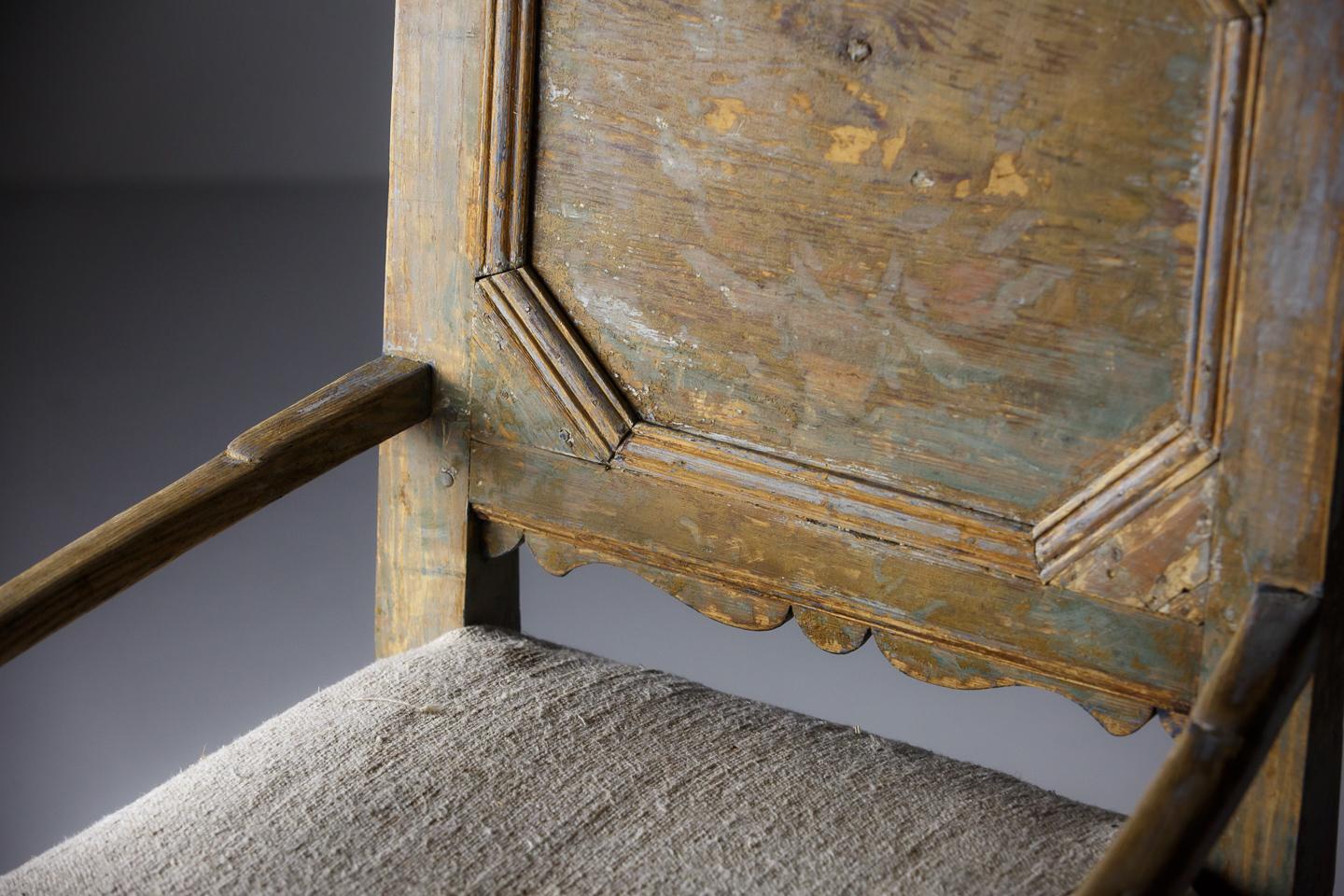18th Century Swedish Vernacular Chair in Original Blue Paint 10