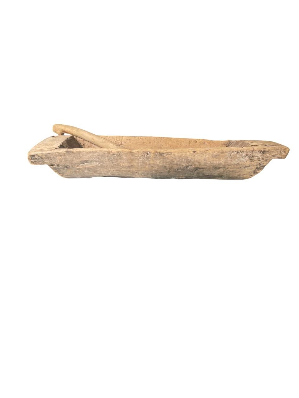 Artisanat 18th Century Swedish Wabi-Sabi Hand-Carved Dough Bowl with Spoon en vente