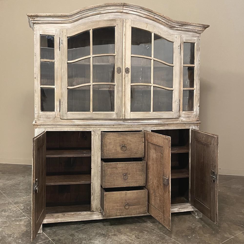 Rustic 18th Century Swedish Whitewashed Bookcase, Display Cabinet For Sale