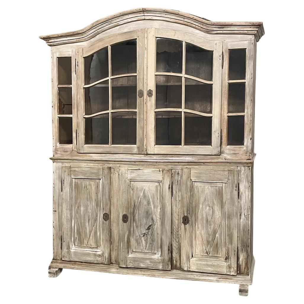 18th Century Swedish Whitewashed Bookcase, Display Cabinet For Sale