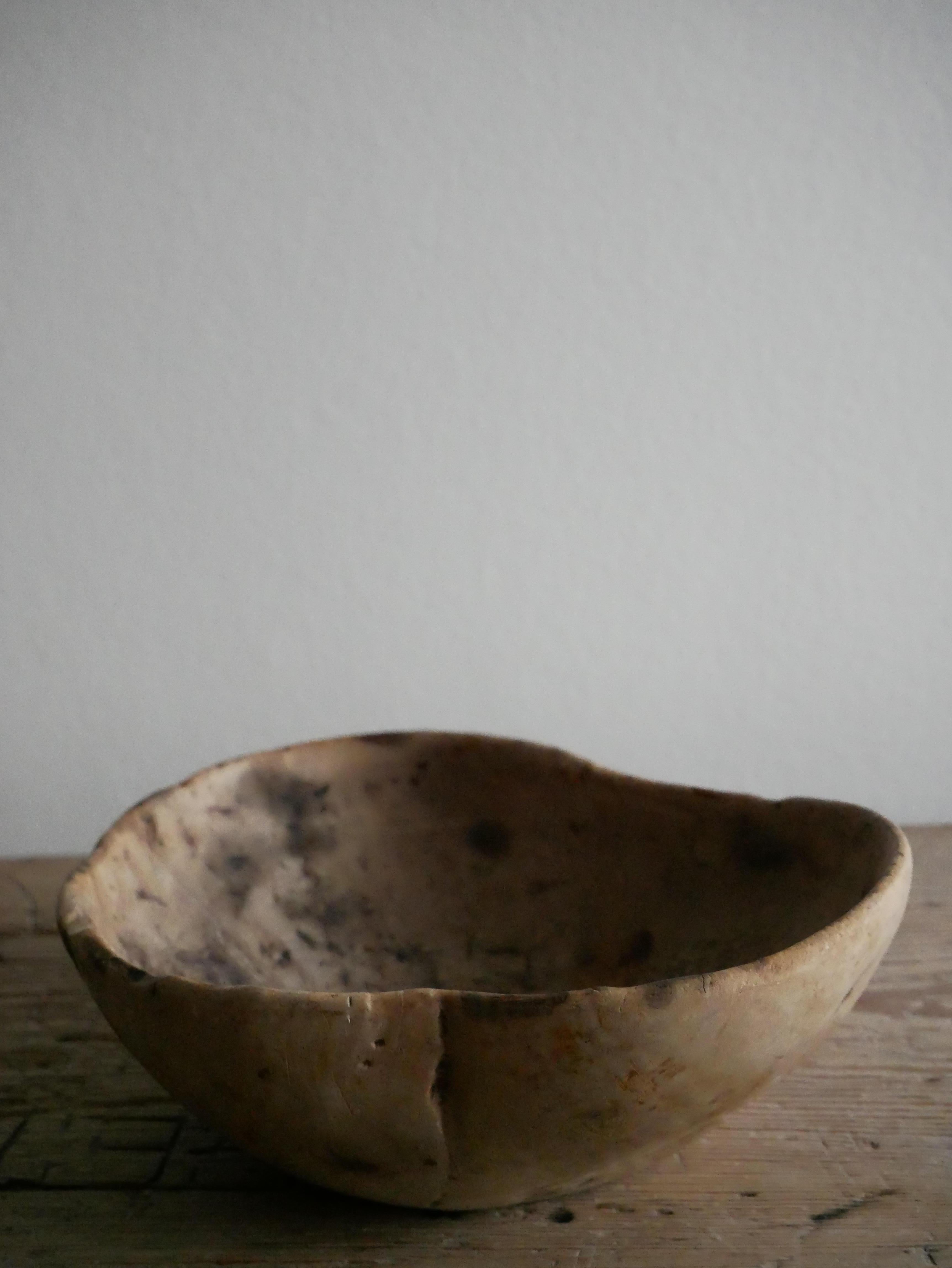 Folk Art 18th Century Swedish Wooden Bowl from 1785