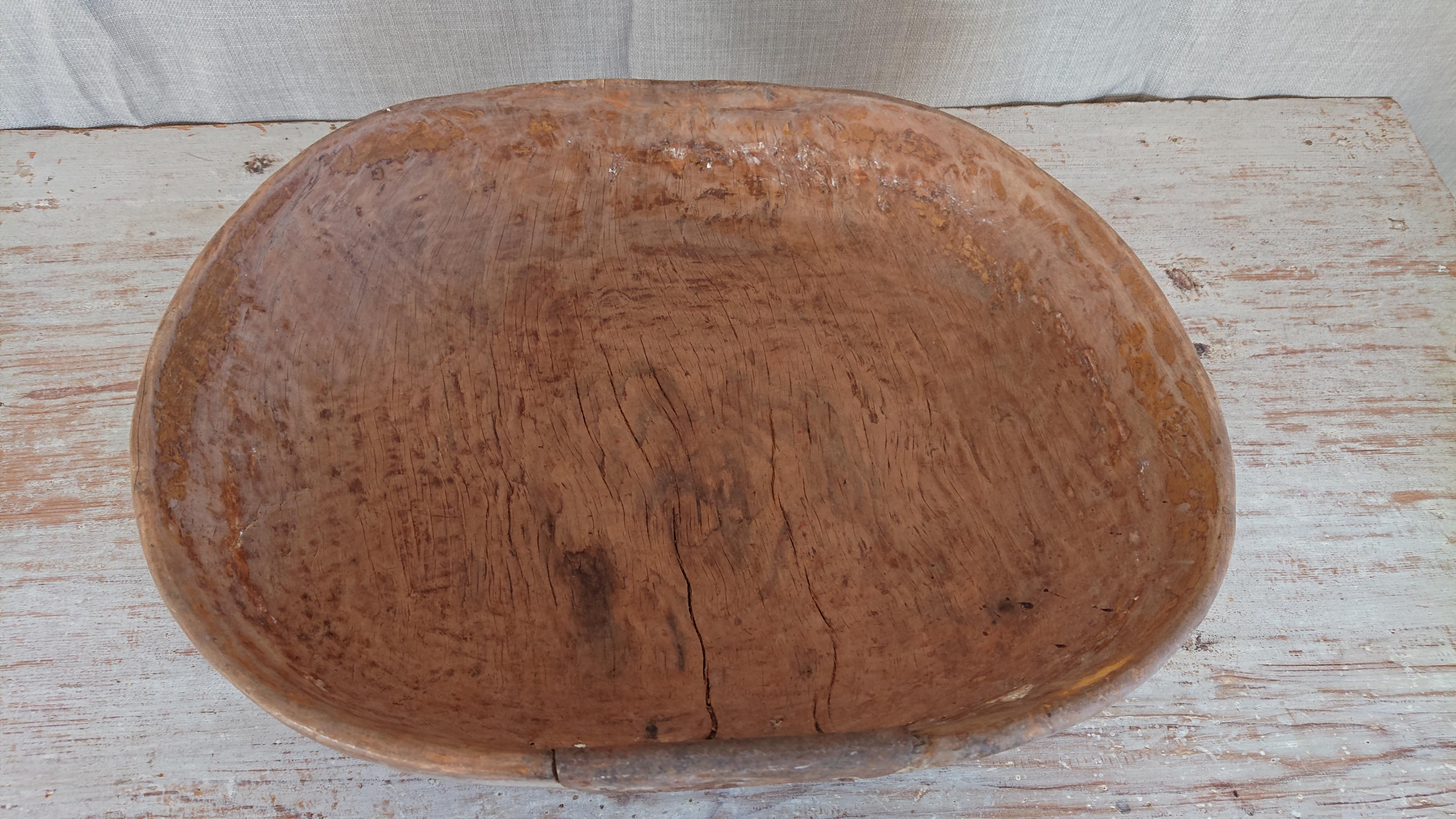Folk Art 18th Century Swedish Wooden Bowl with Original Paint For Sale