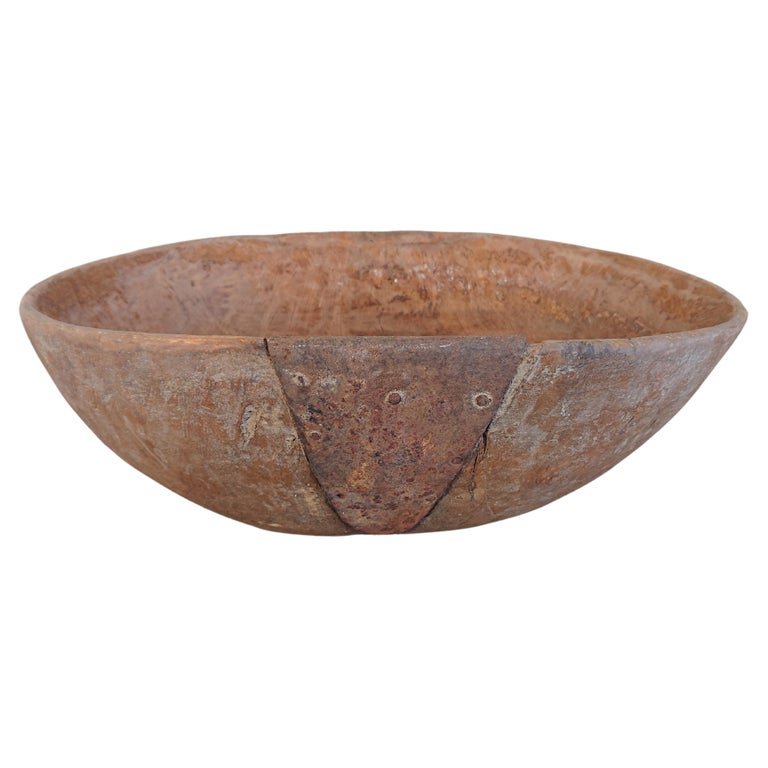 18th Century Swedish Wooden Bowl with Original Paint For Sale