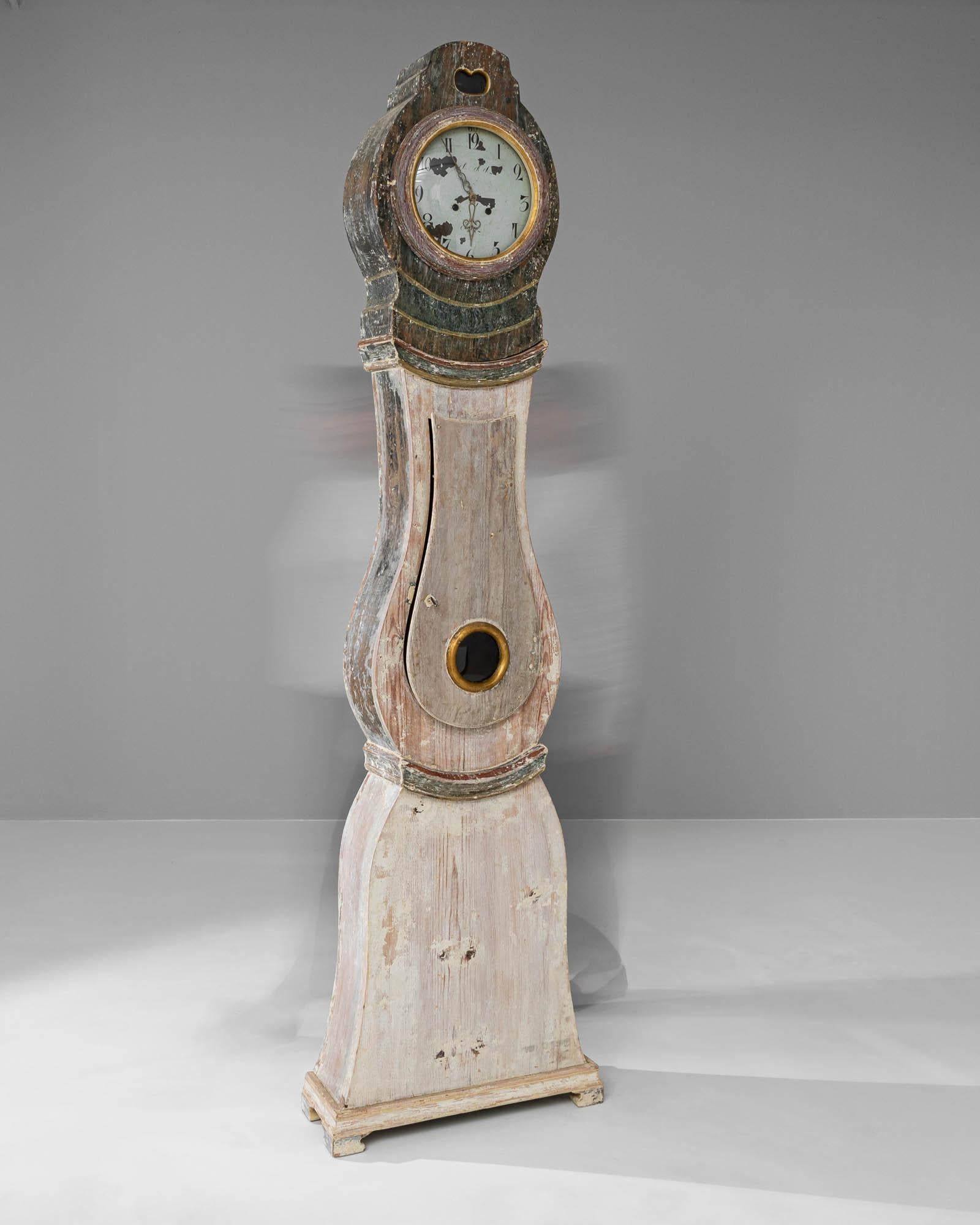 Horloge en bois suédoise du XVIIIe siècle en vente 2