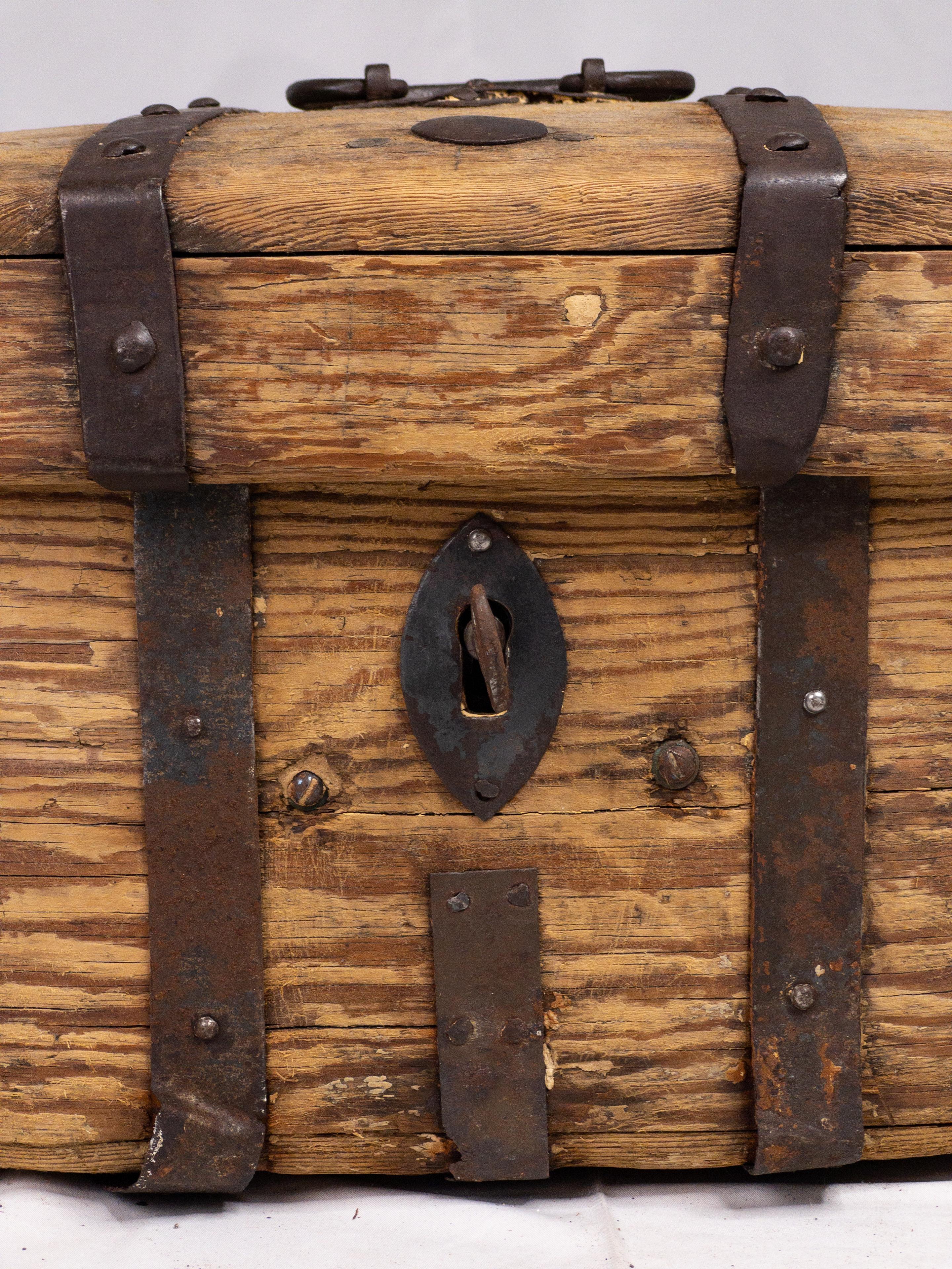 Metal 18th Century Swedish Wooden Wedding Box For Sale