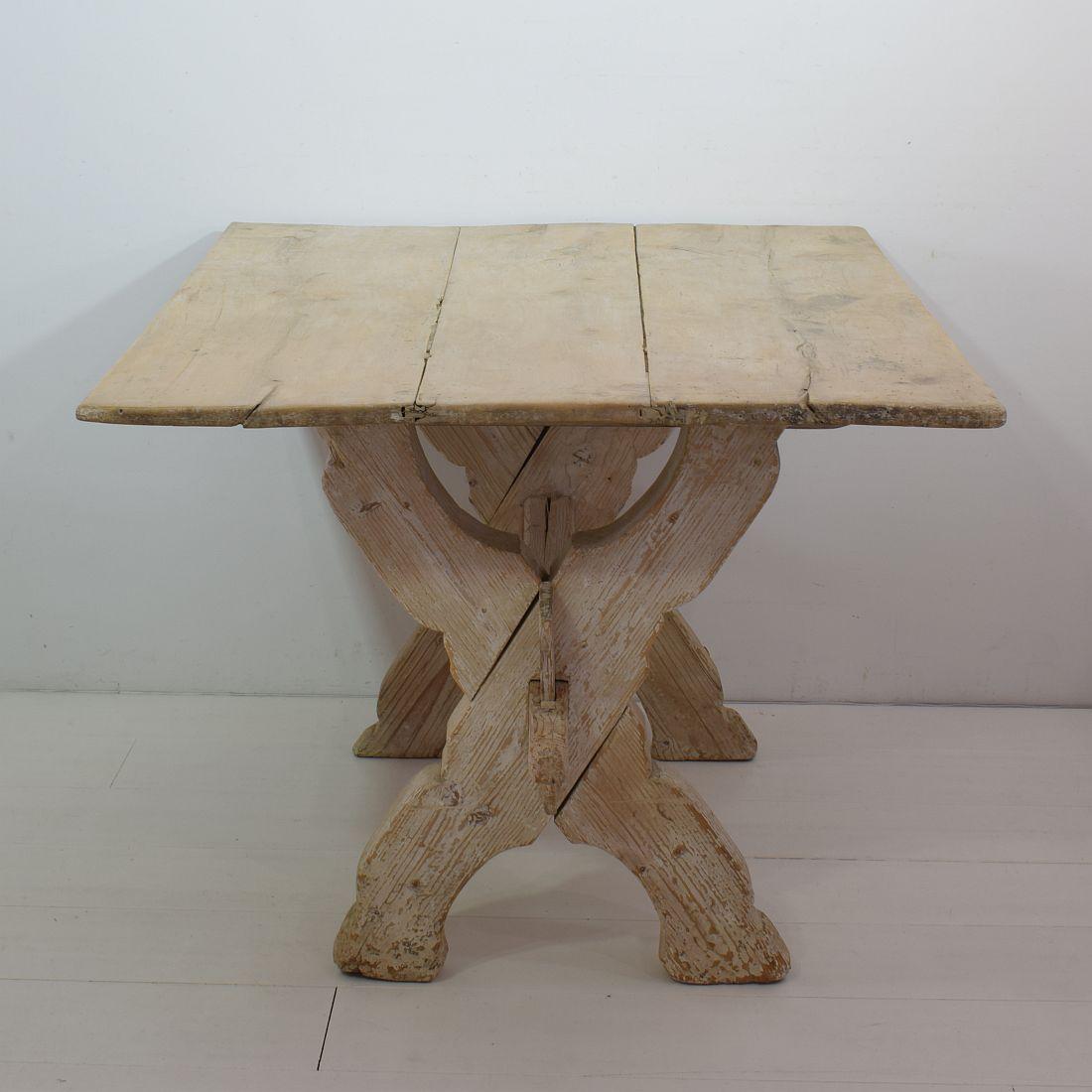 Wood 18th Century Swedish X-Frame Bock Board Trestle Table