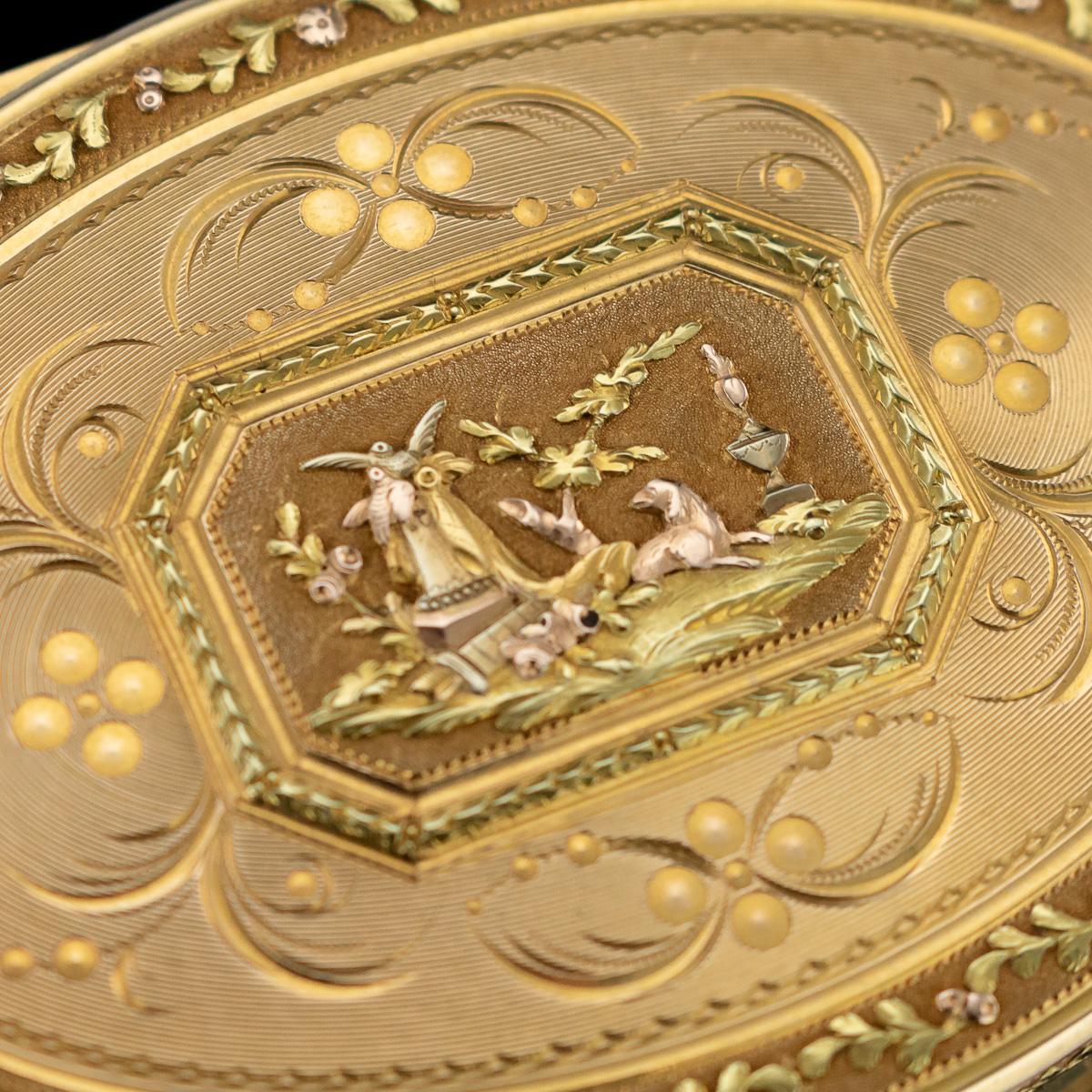 18th Century Swiss 18-Karat Three-Color Gold Snuff Box, Geneva, circa 1790 3