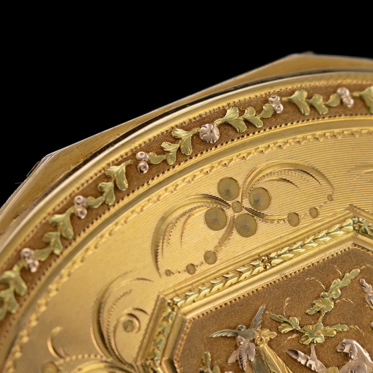 18th Century Swiss 18-Karat Three-Color Gold Snuff Box, Geneva, circa 1790 4
