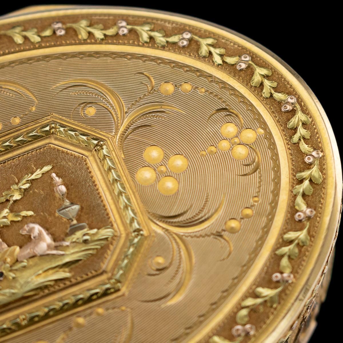 18th Century Swiss 18-Karat Three-Color Gold Snuff Box, Geneva, circa 1790 5