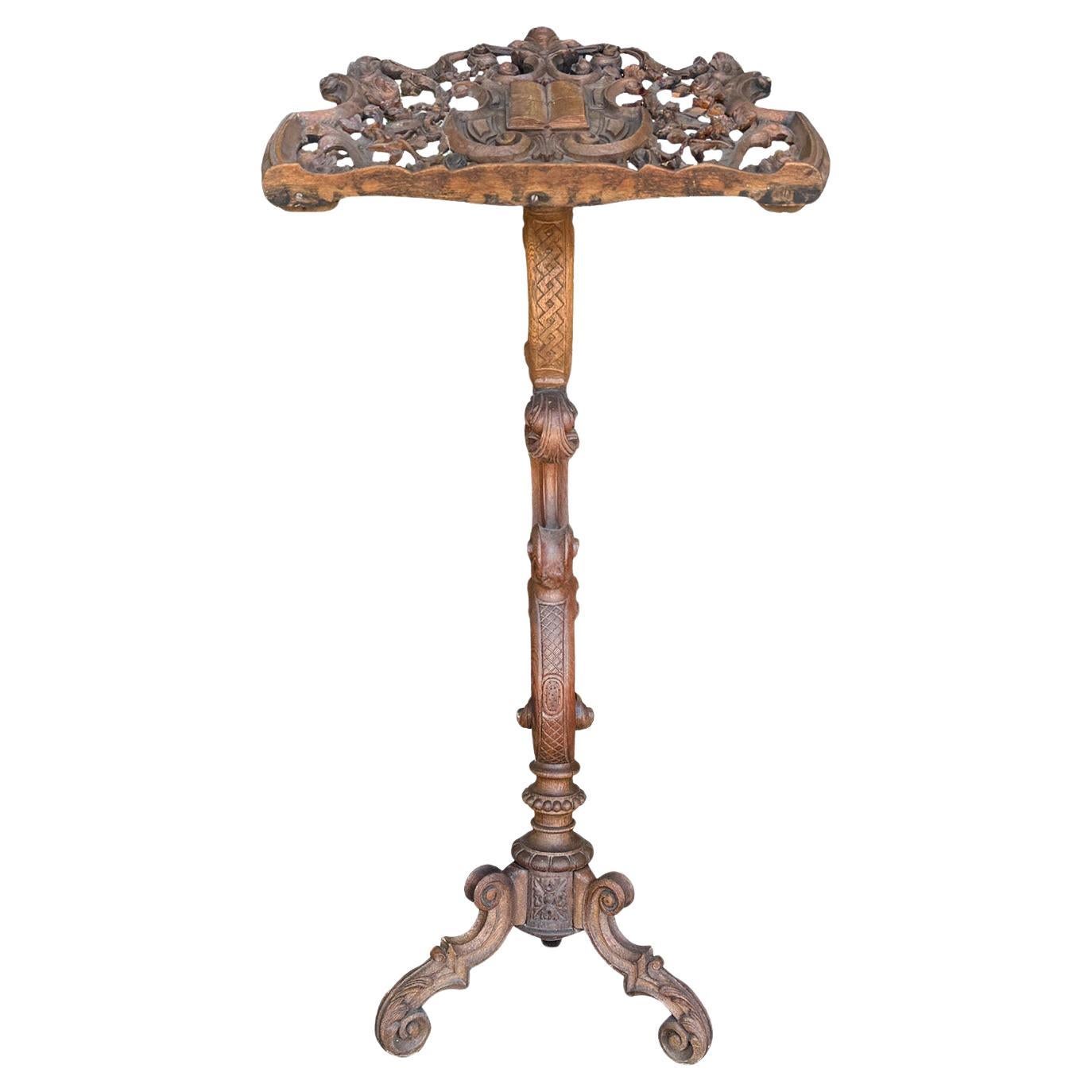 Stand de chef d'orchestre en bois de tilleul du 18e siècle suisse antique et baroque